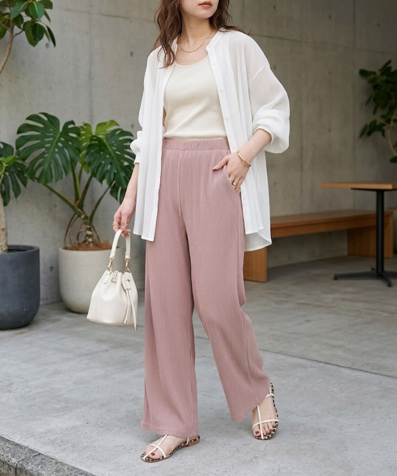 nAvy  ハピ楽 畦編み起毛パンツ レディース商品画像-5