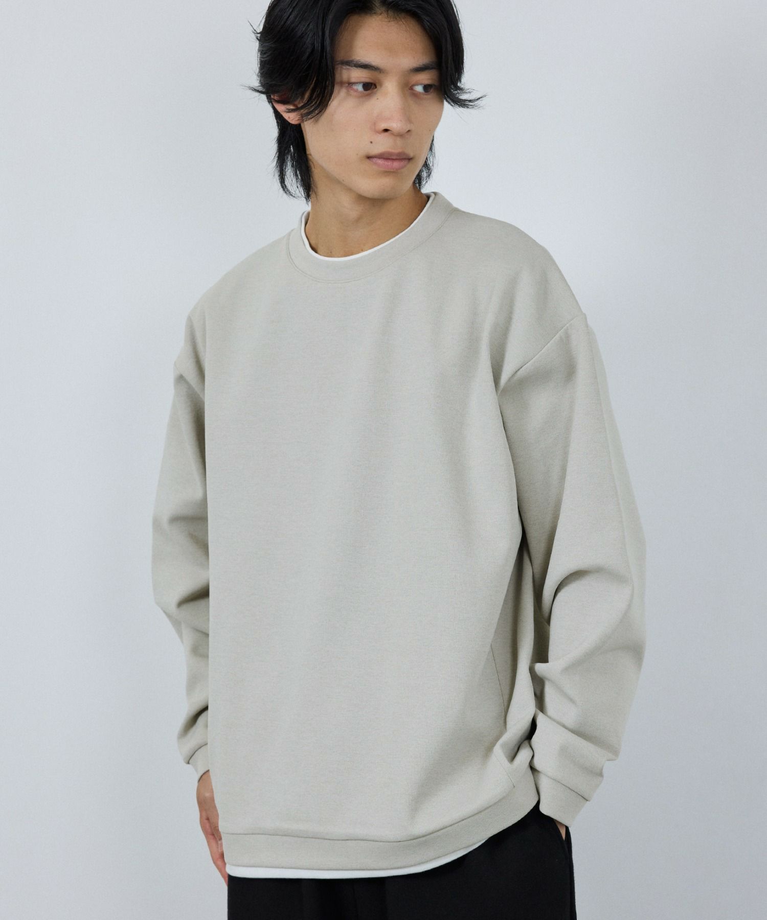 URBAN COLLECTION  Air Smoosy 全方向ストレッチ ダンボールニットクルートレーナー メンズ商品サムネイル-1