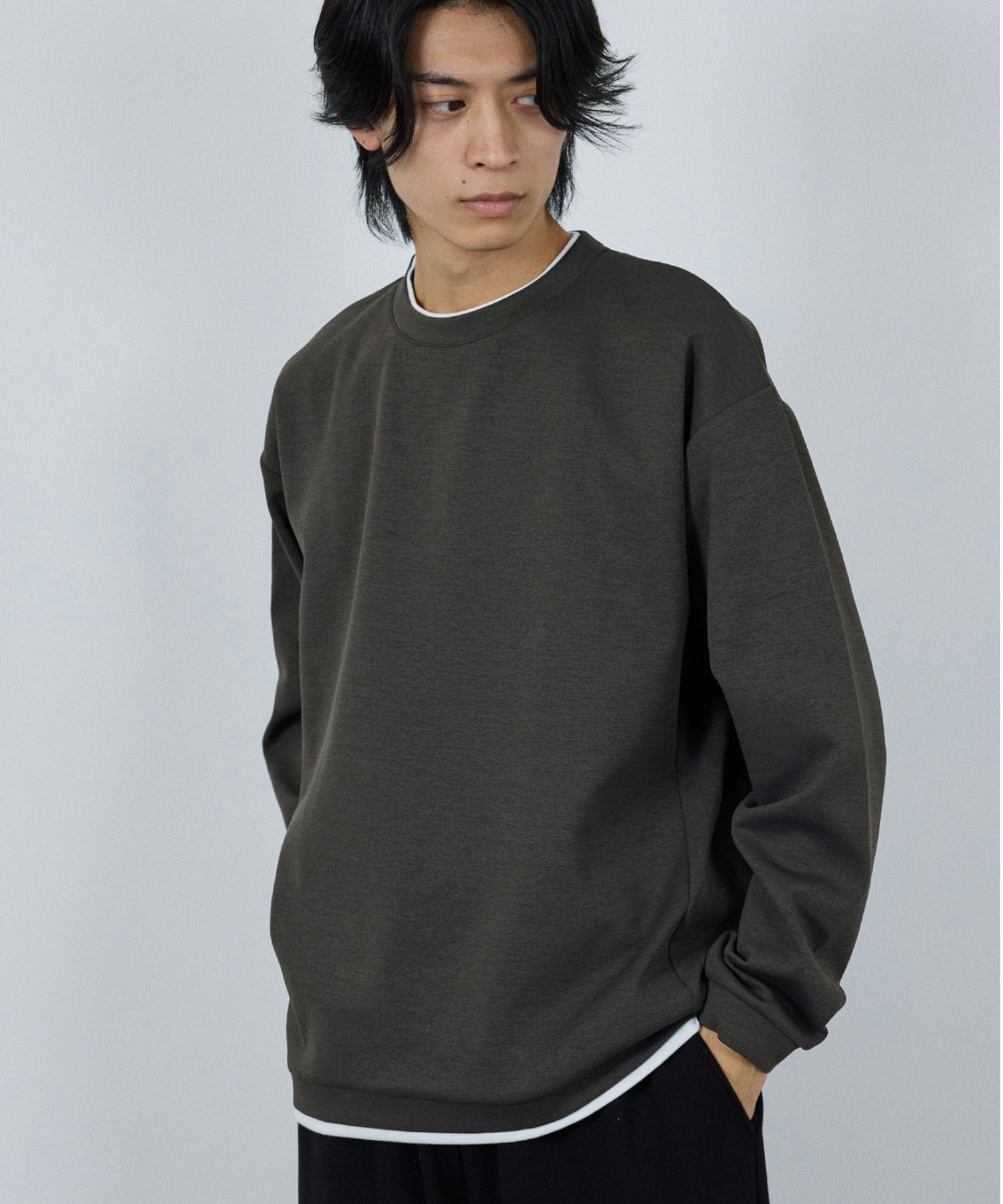 URBAN COLLECTION Air Smoosy 全方向ストレッチ ダンボールニットクルートレーナー メンズ