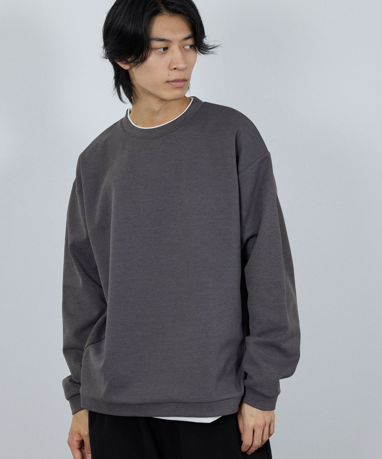 URBAN COLLECTION  Air Smoosy 全方向ストレッチ ダンボールニットクルートレーナー メンズ商品画像-3