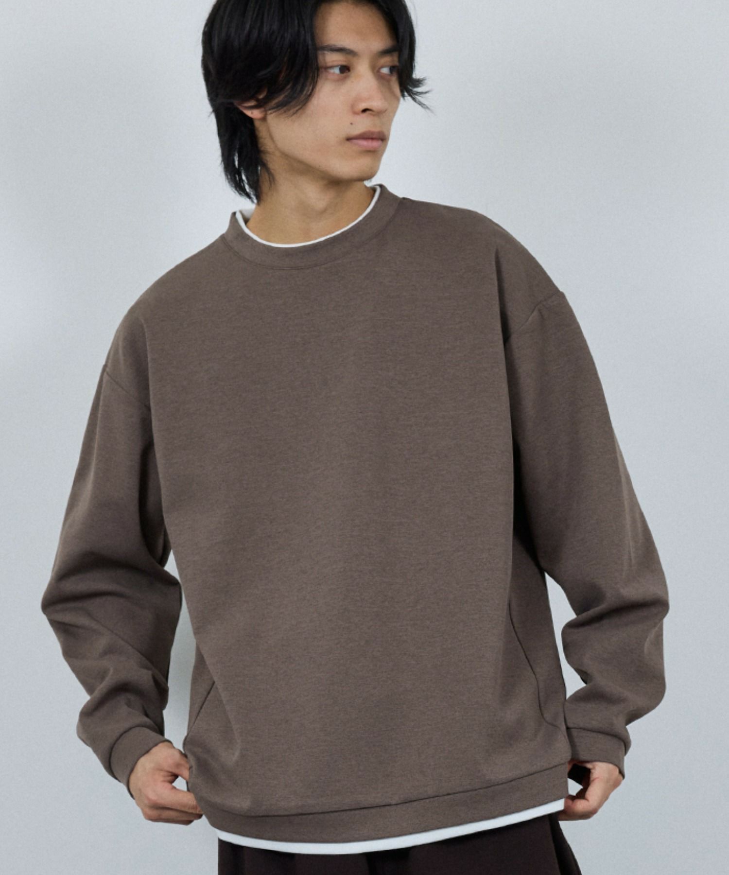 URBAN COLLECTION Air Smoosy 全方向ストレッチ ダンボールニットクルートレーナー メンズ商品サムネイル-4