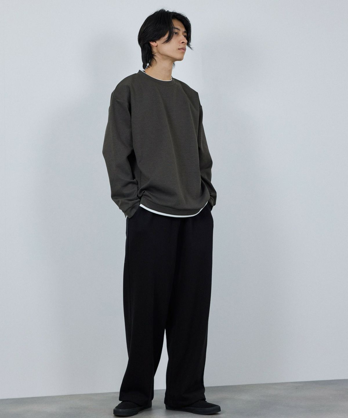 URBAN COLLECTION Air Smoosy 全方向ストレッチ ダンボールニットクルートレーナー メンズ