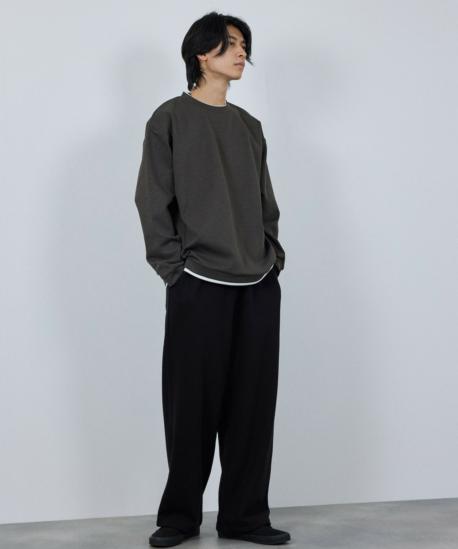 URBAN COLLECTION Air Smoosy 全方向ストレッチ ダンボールニットクルートレーナー メンズ