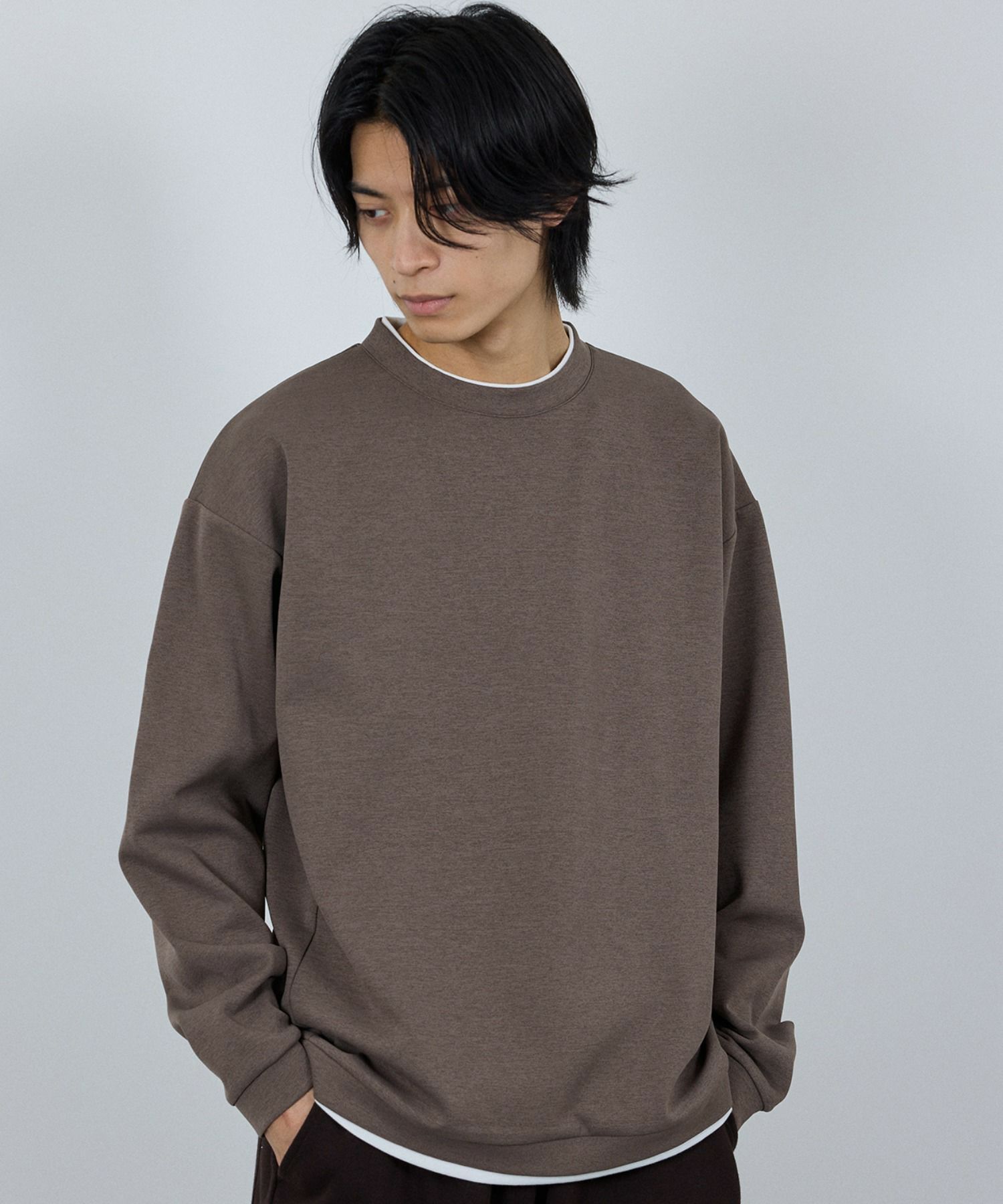 URBAN COLLECTION Air Smoosy 全方向ストレッチ ダンボールニットクルートレーナー メンズ商品画像-13