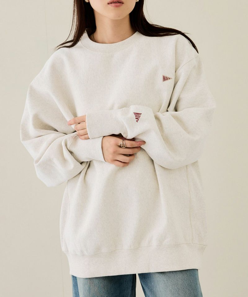 [値下げ]NAVY  ヘビーウェイト ワンポイント刺繍クルーネックスウェット メンズ商品画像-1