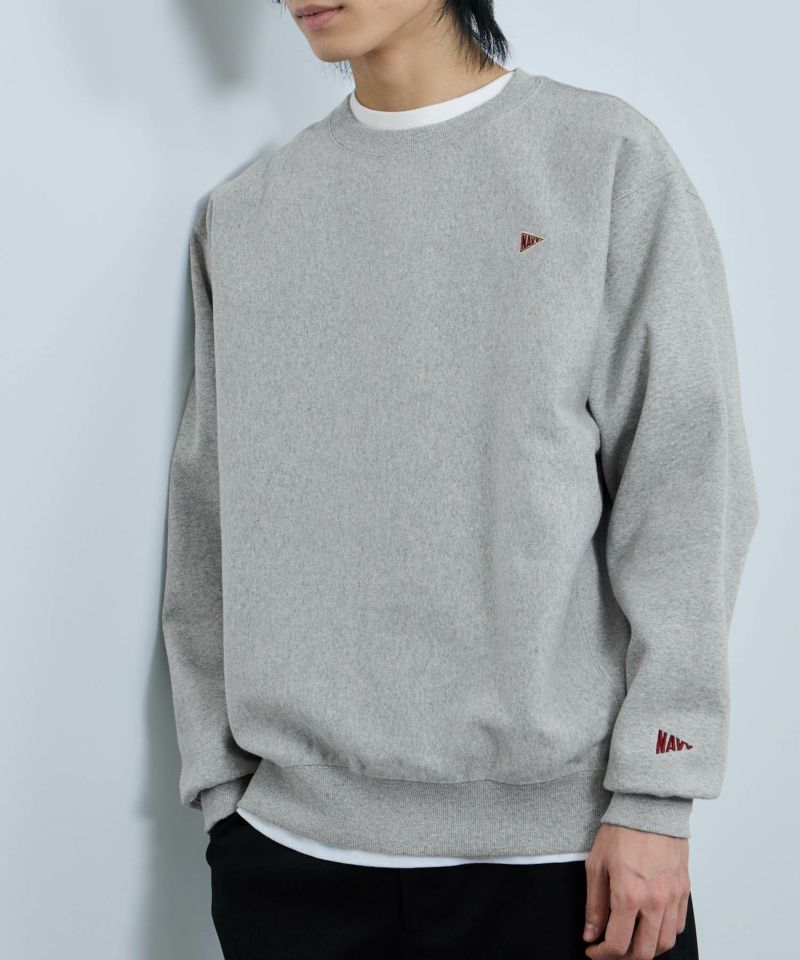 NAVY  ヘビーウェイト ワンポイント刺繍クルーネックスウェット メンズ商品画像-8