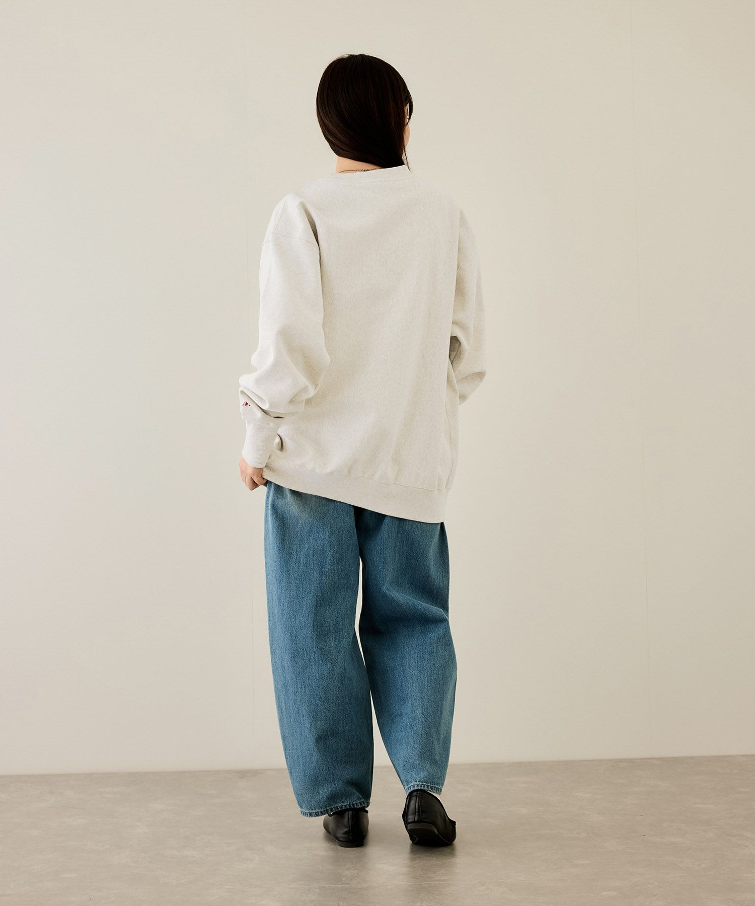 NAVY ヘビーウェイト ワンポイント刺繍クルーネックスウェット メンズ