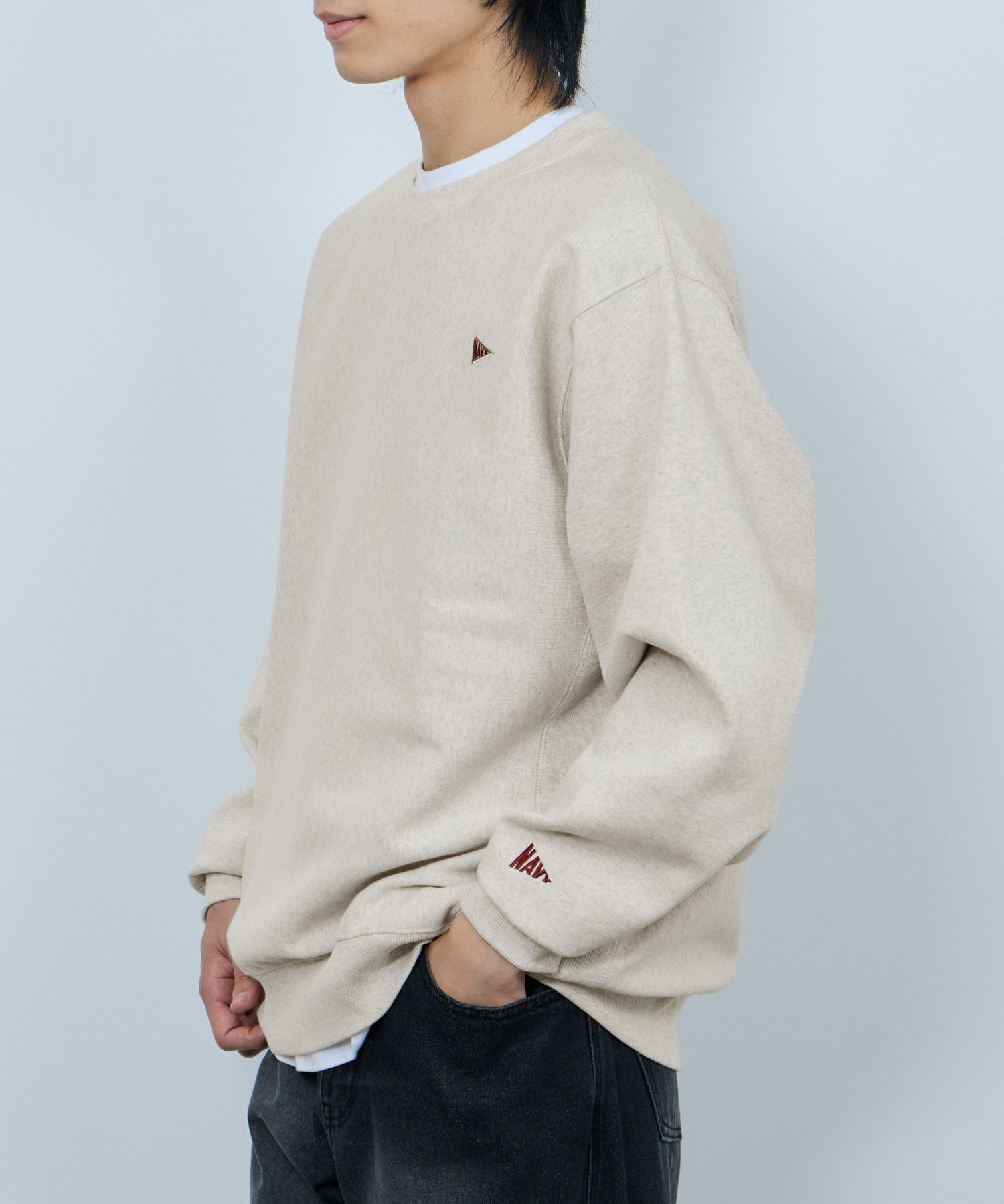 NAVY  ヘビーウェイト ワンポイント刺繍クルーネックスウェット メンズ商品画像-9