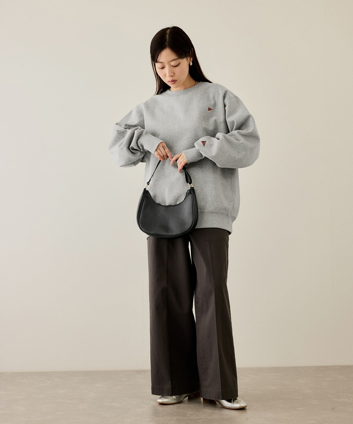 NAVY  ヘビーウェイト ワンポイント刺繍クルーネックスウェット メンズ商品画像-15