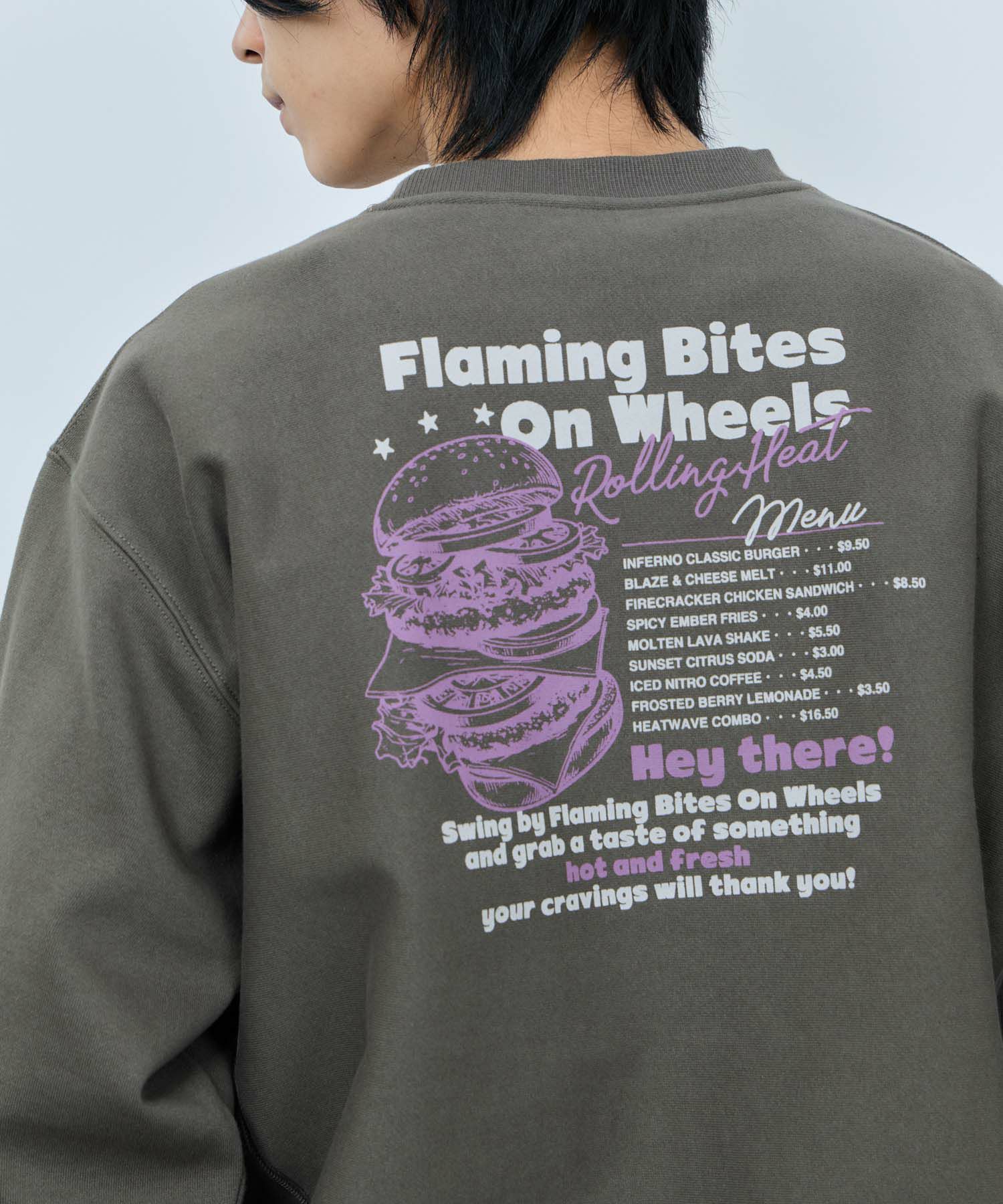 NAVY  ヘビーウェイト フードプリントクルーネックスウェット メンズ商品画像-4