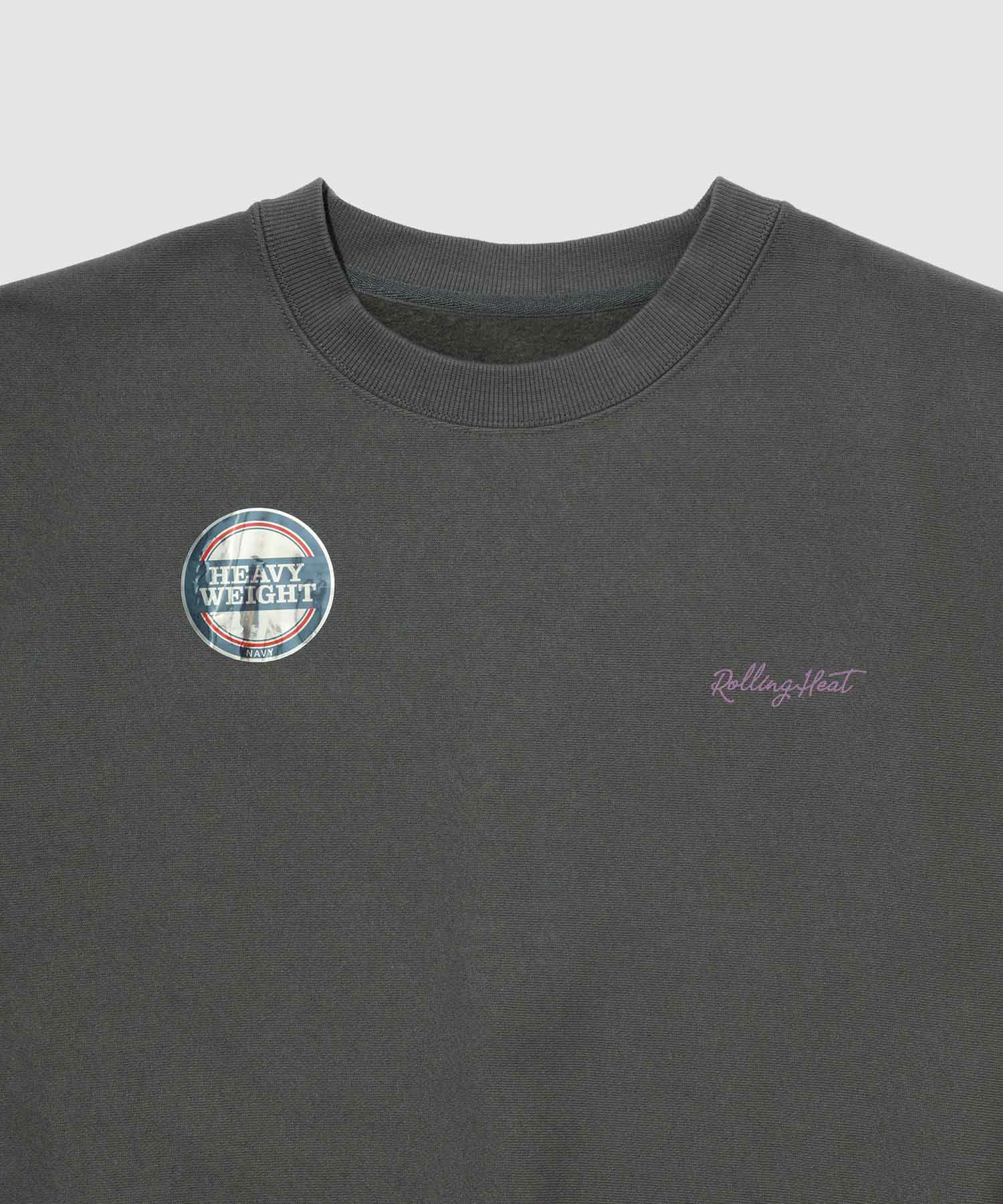 NAVY ヘビーウェイト フードプリントクルーネックスウェット メンズ