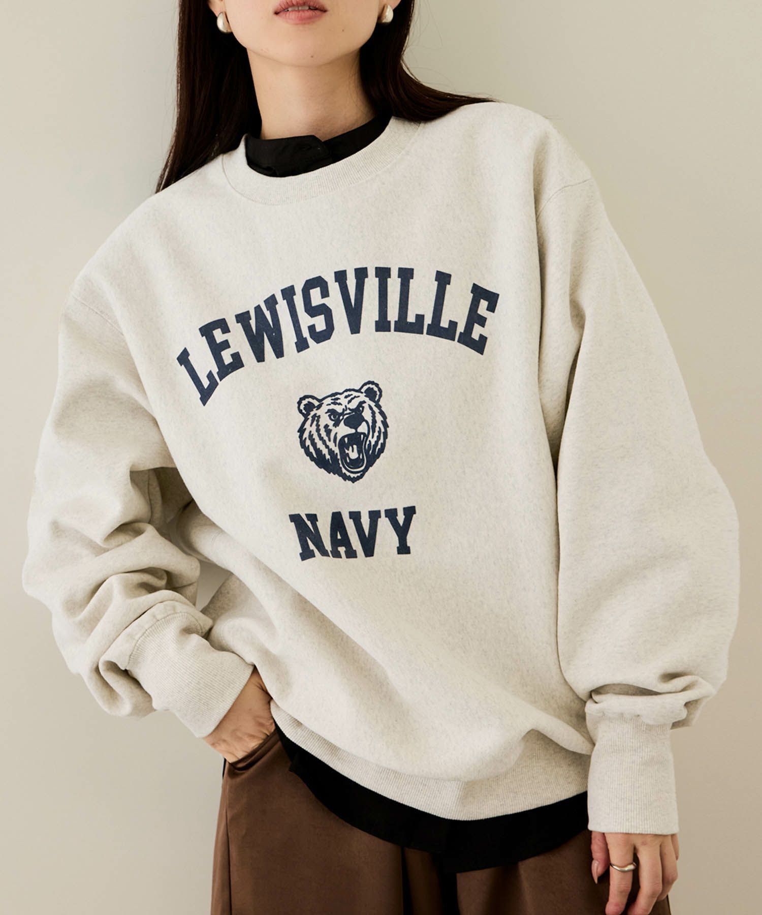 NAVY  ヘビーウェイト カレッジプリントクルーネックスウェット メンズ商品サムネイル-1