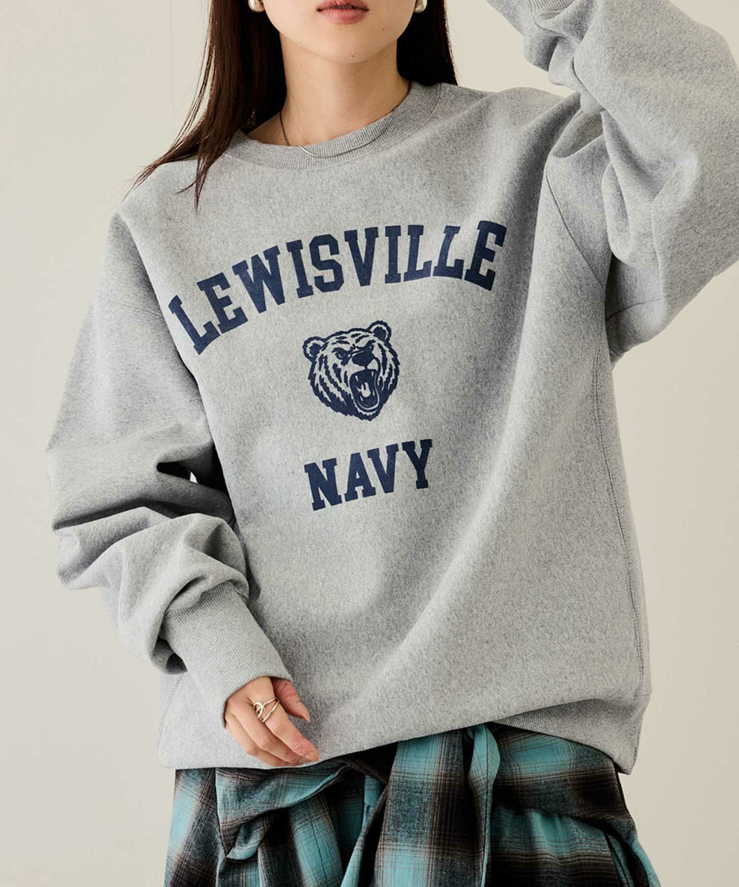 NAVY ヘビーウェイト カレッジプリントクルーネックスウェット メンズ