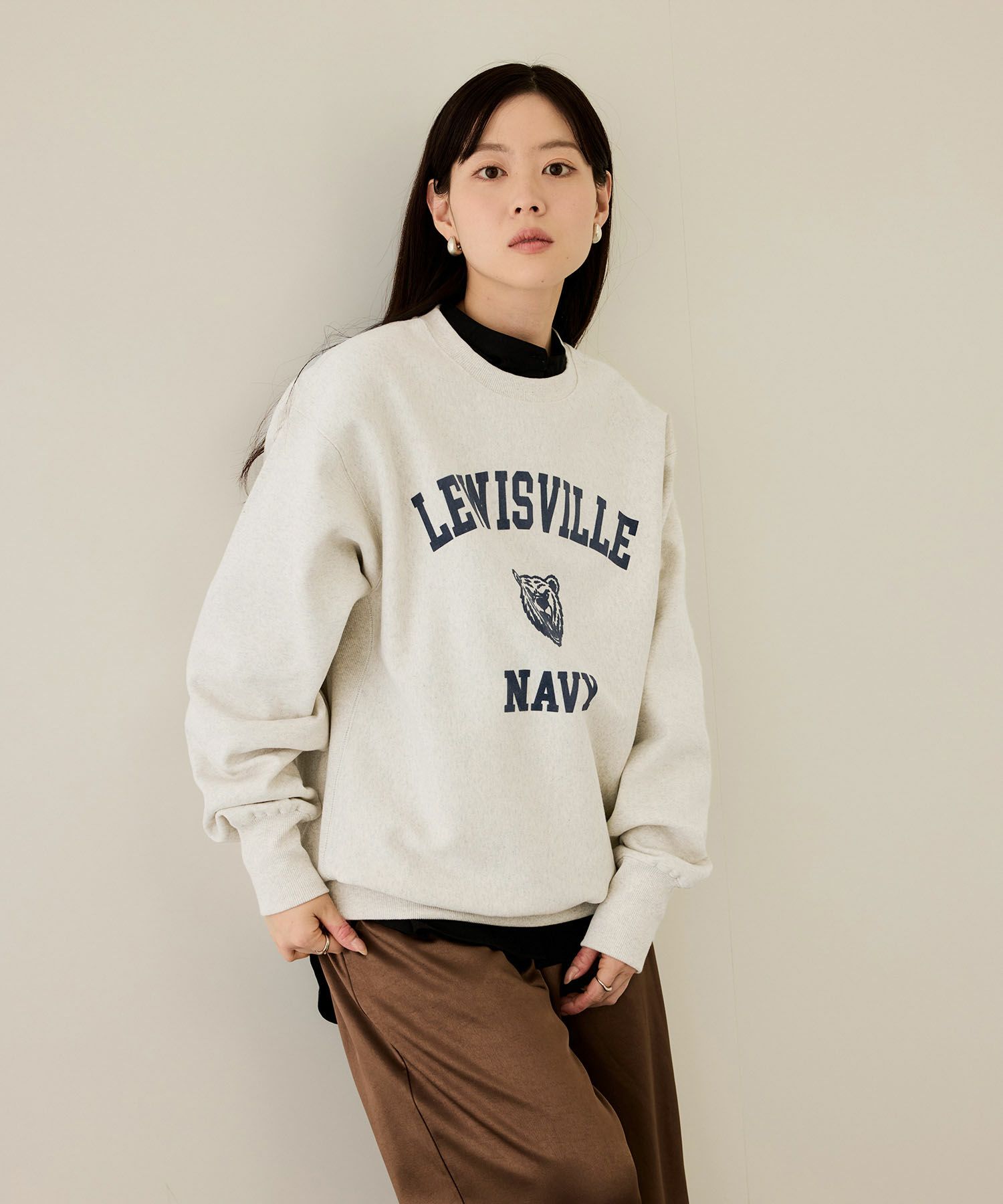 [値下げ]NAVY  ヘビーウェイト カレッジプリントクルーネックスウェット メンズ商品サムネイル-3