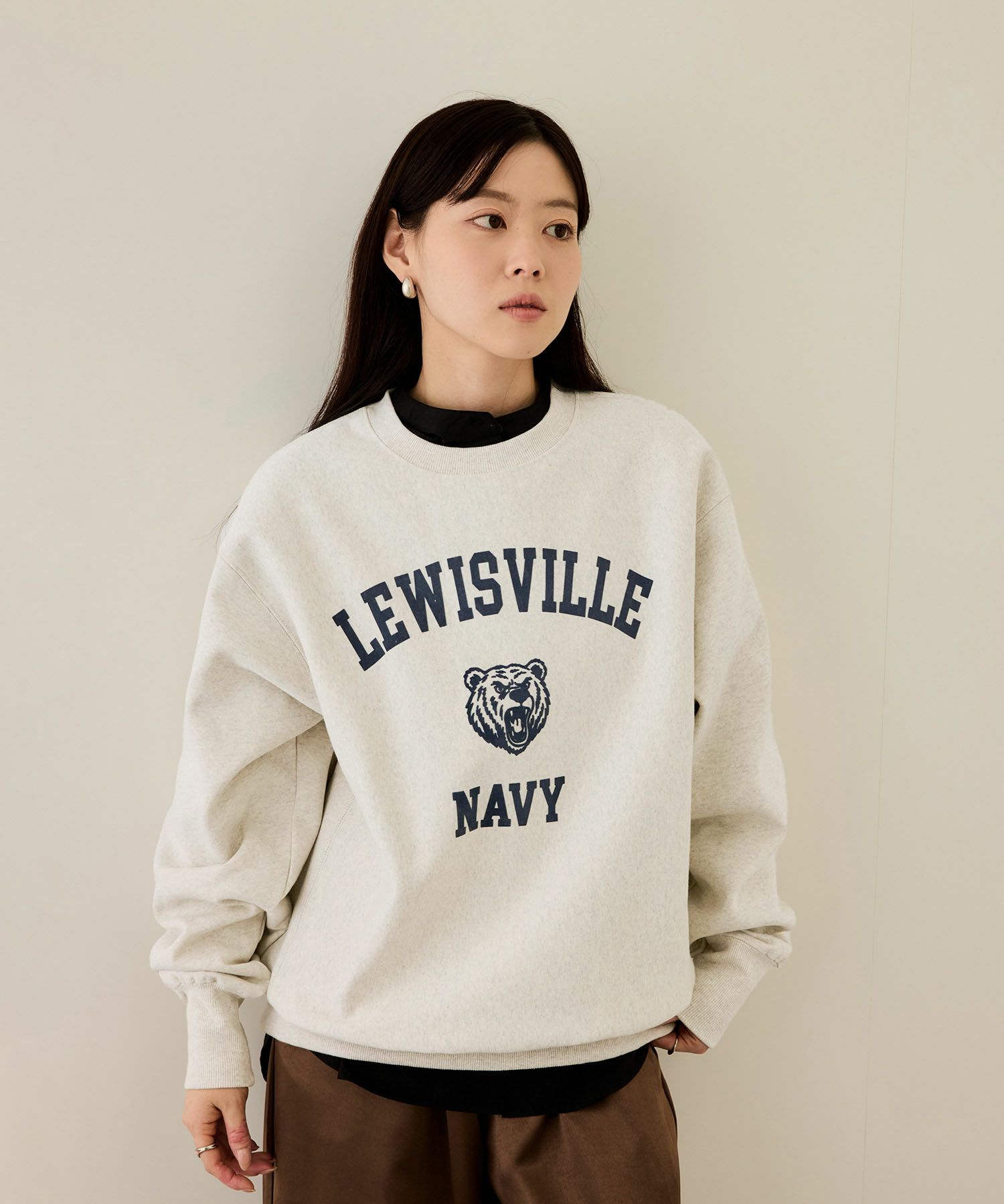 NAVY ヘビーウェイト カレッジプリントクルーネックスウェット メンズ