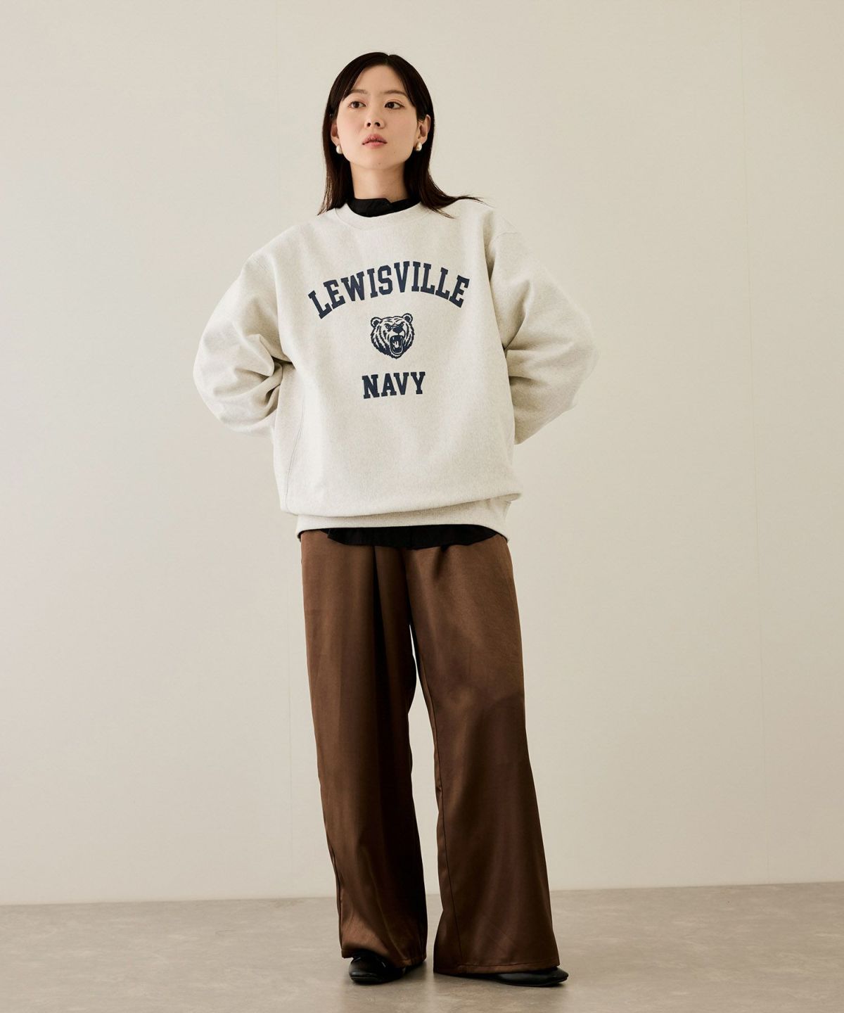 NAVY ヘビーウェイト カレッジプリントクルーネックスウェット メンズ