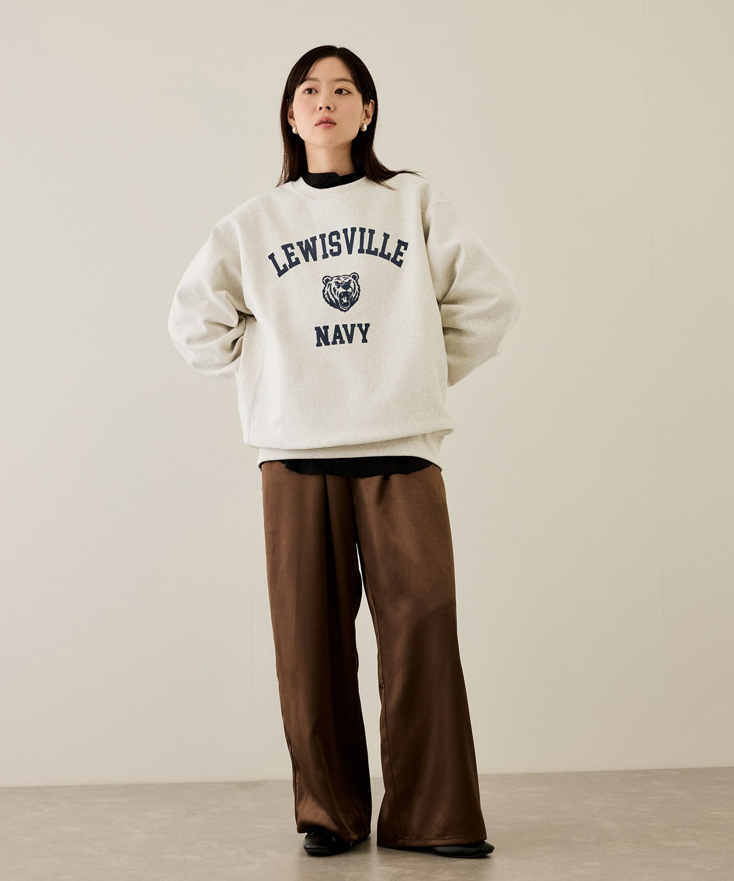 NAVY ヘビーウェイト カレッジプリントクルーネックスウェット メンズ