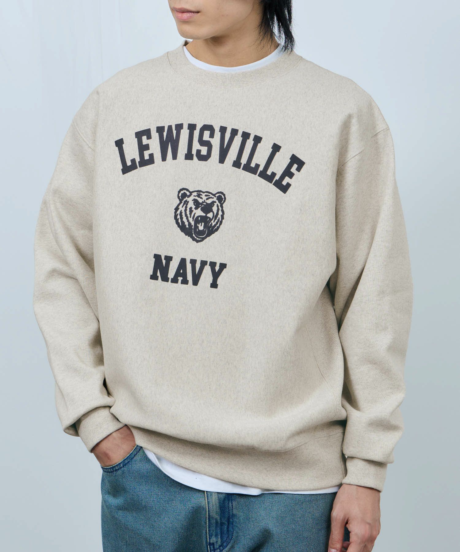 NAVY ヘビーウェイト カレッジプリントクルーネックスウェット メンズ