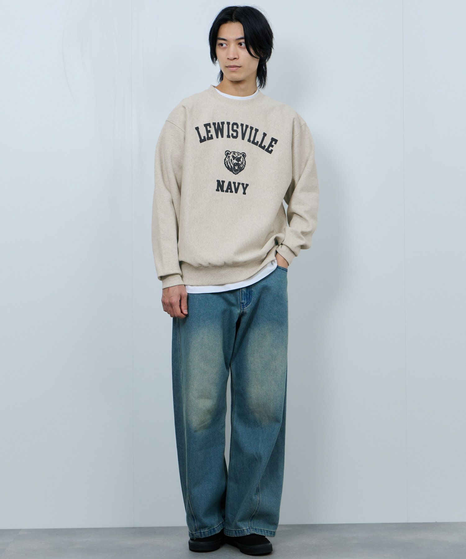 [値下げ]NAVY  ヘビーウェイト カレッジプリントクルーネックスウェット メンズ商品サムネイル-12