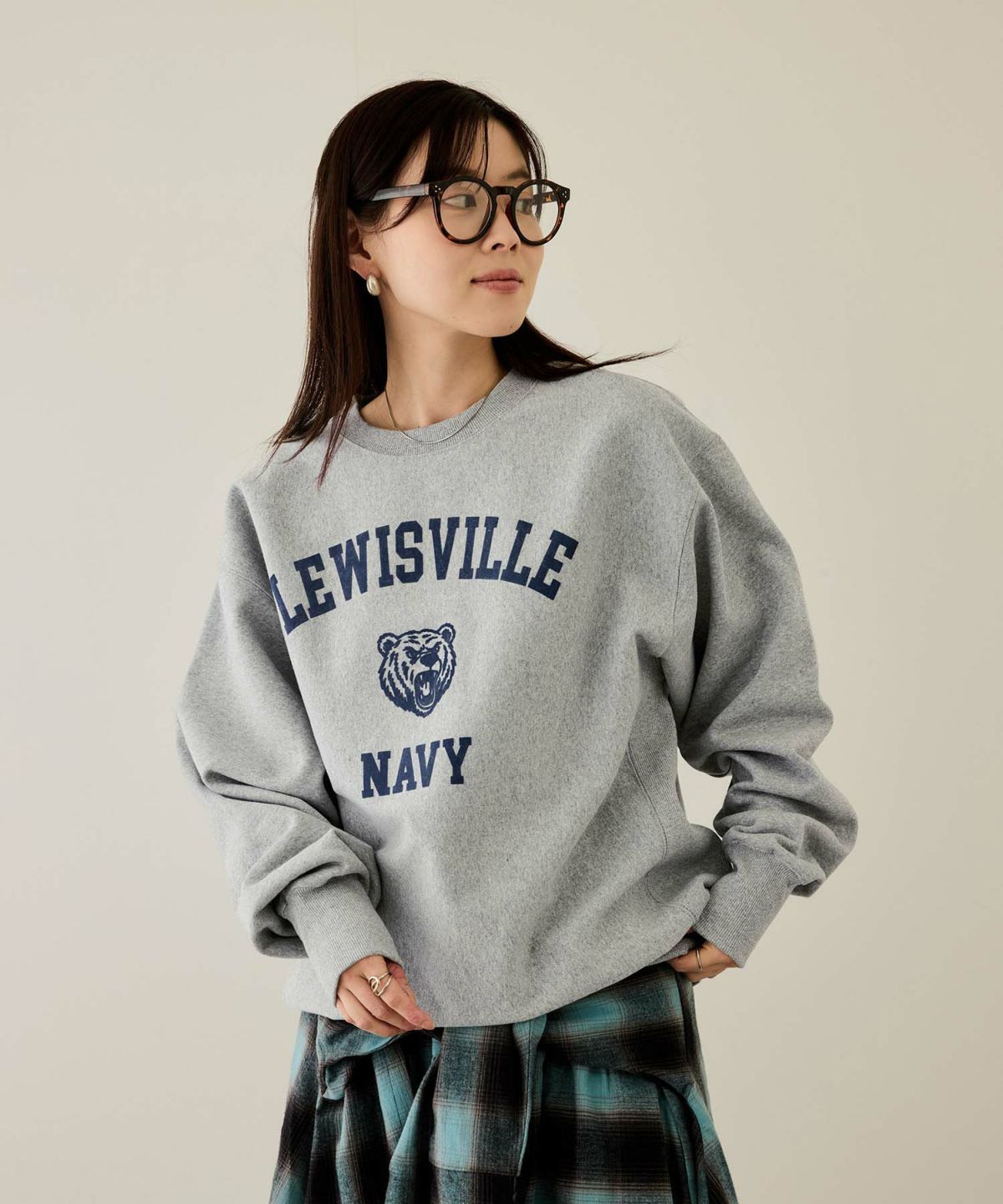 NAVY ヘビーウェイト カレッジプリントクルーネックスウェット メンズ