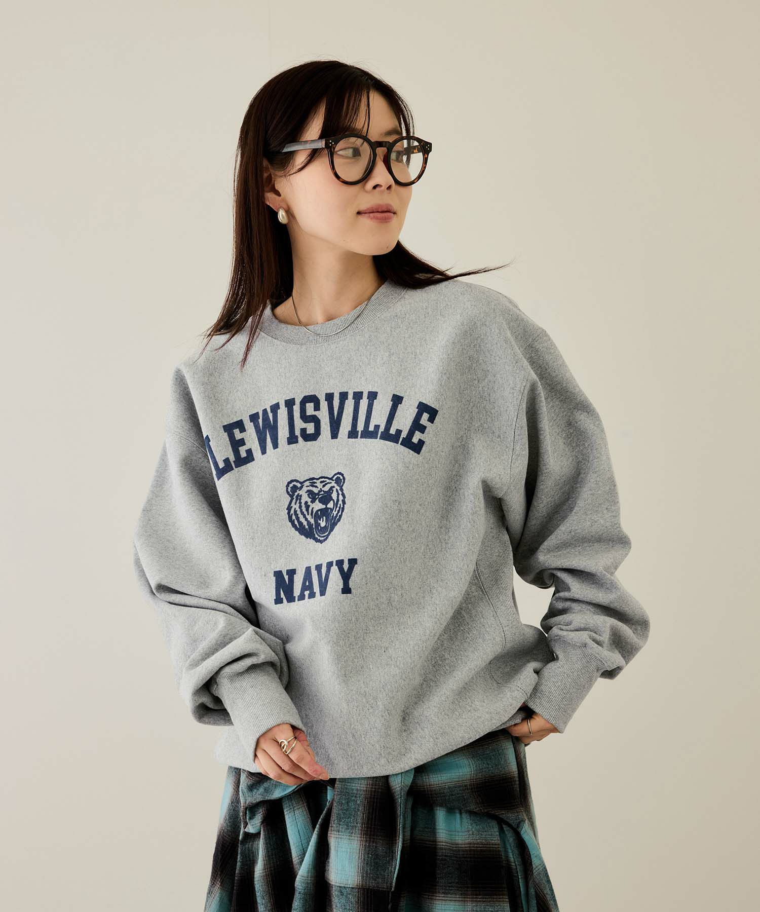 NAVY  ヘビーウェイト カレッジプリントクルーネックスウェット メンズ商品サムネイル-13