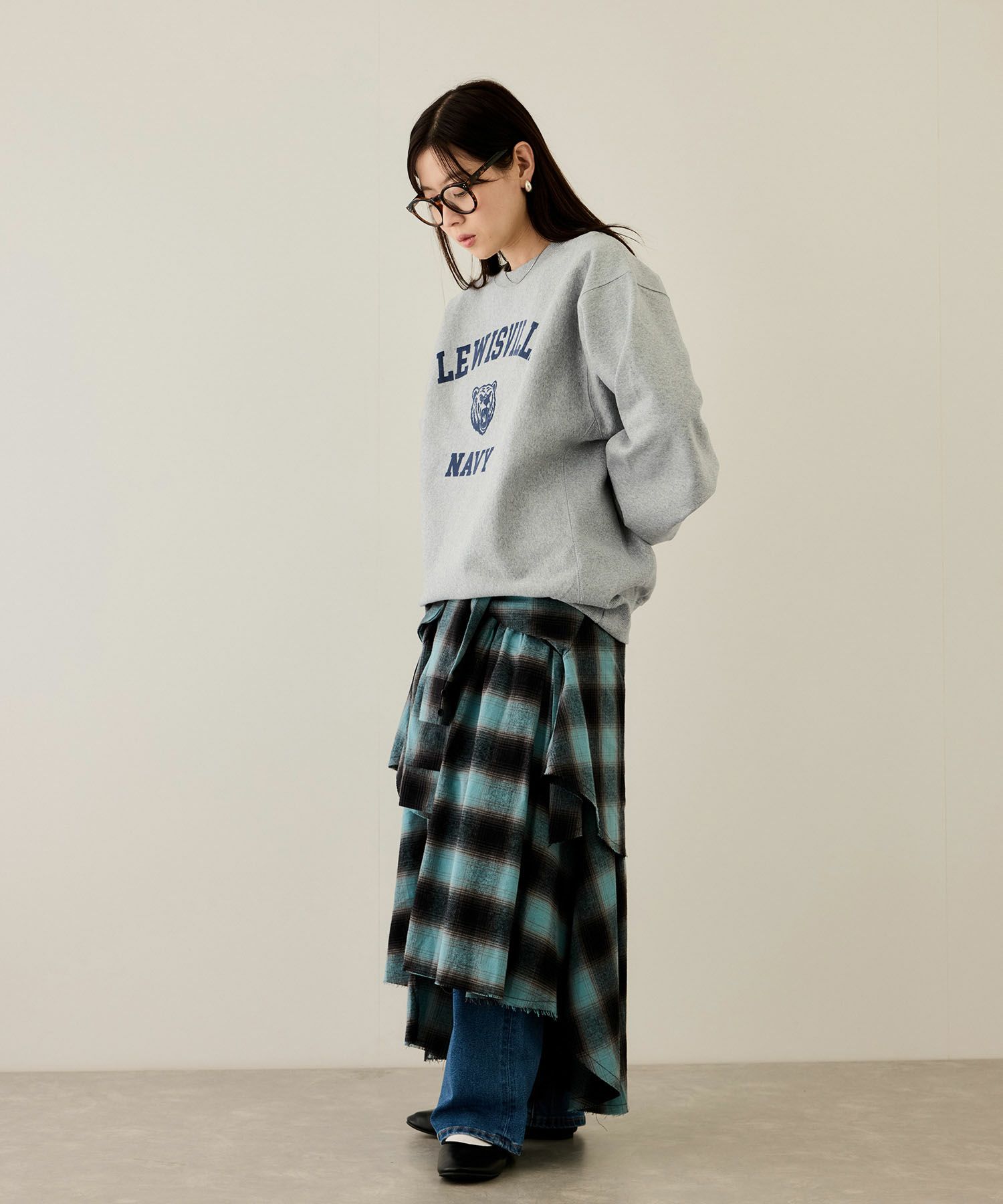 NAVY ヘビーウェイト カレッジプリントクルーネックスウェット メンズ