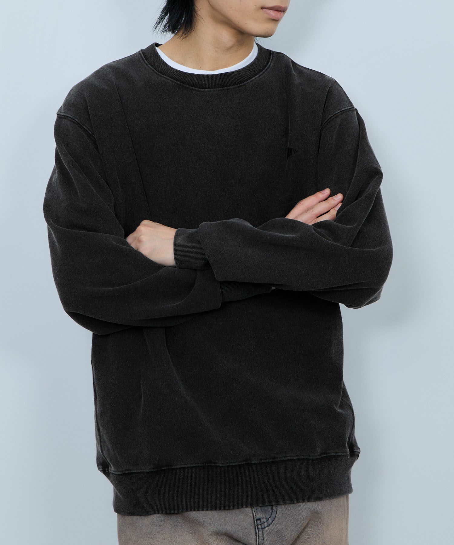 NAVY ヘビーウェイト 裏毛アシッド加工クルーネックスウェット メンズ商品画像-5