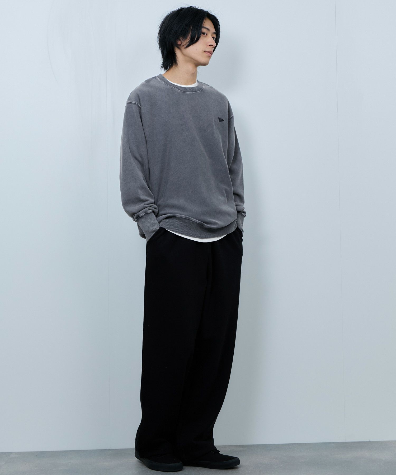 NAVY  ヘビーウェイト 裏毛アシッド加工クルーネックスウェット メンズ商品画像-15