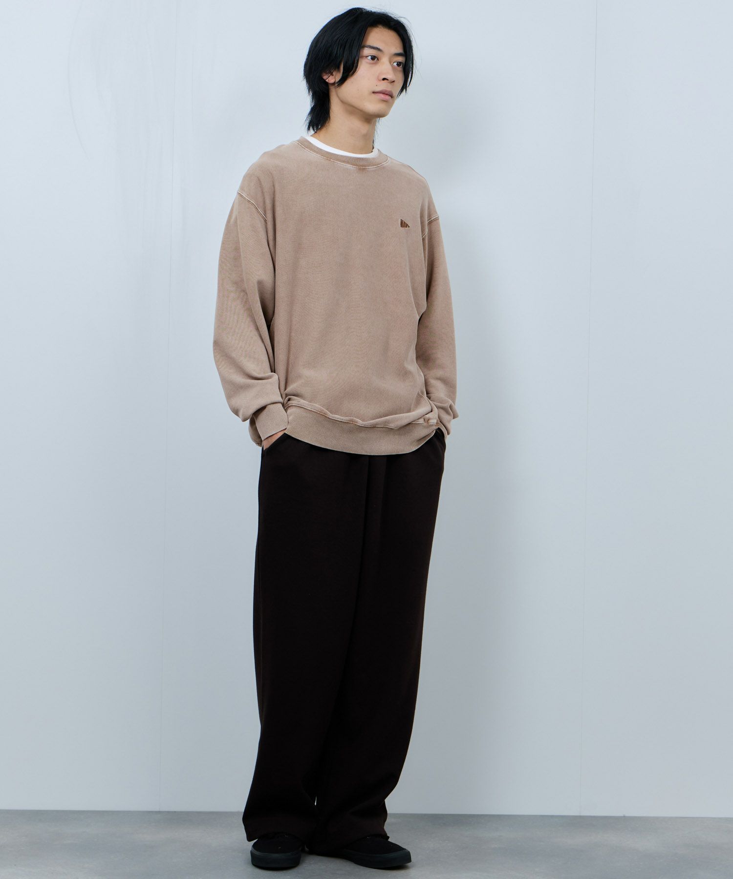 NAVY  ヘビーウェイト 裏毛アシッド加工クルーネックスウェット メンズ商品画像-17