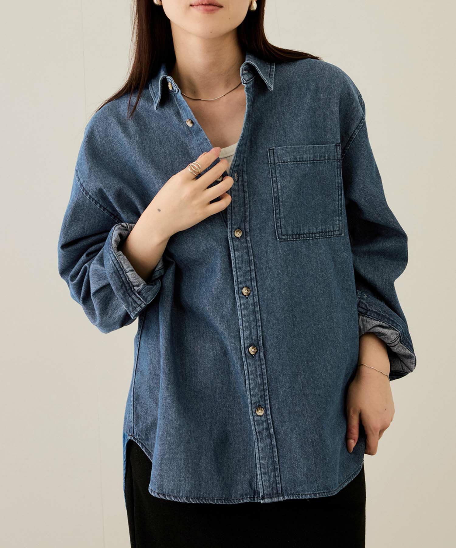 nAvy ルーズデニムシャツ レディース