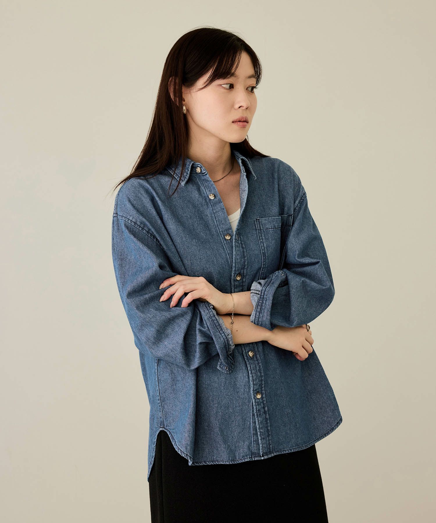 nAvy ルーズデニムシャツ レディース