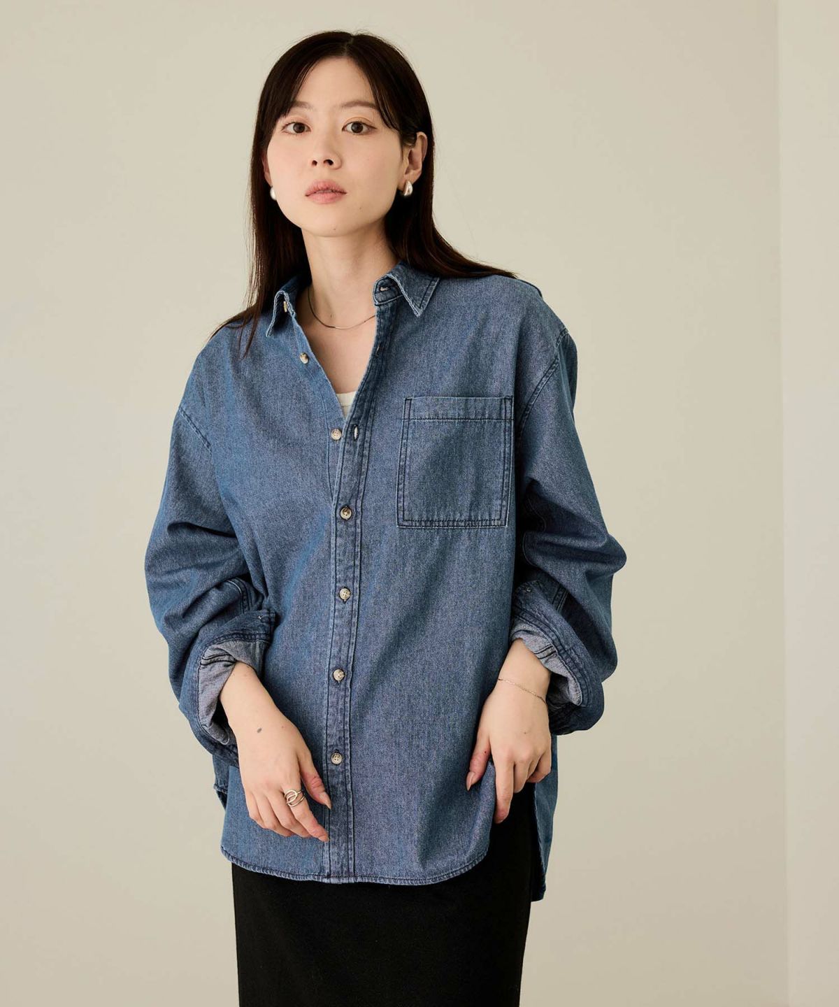 nAvy ルーズデニムシャツ レディース