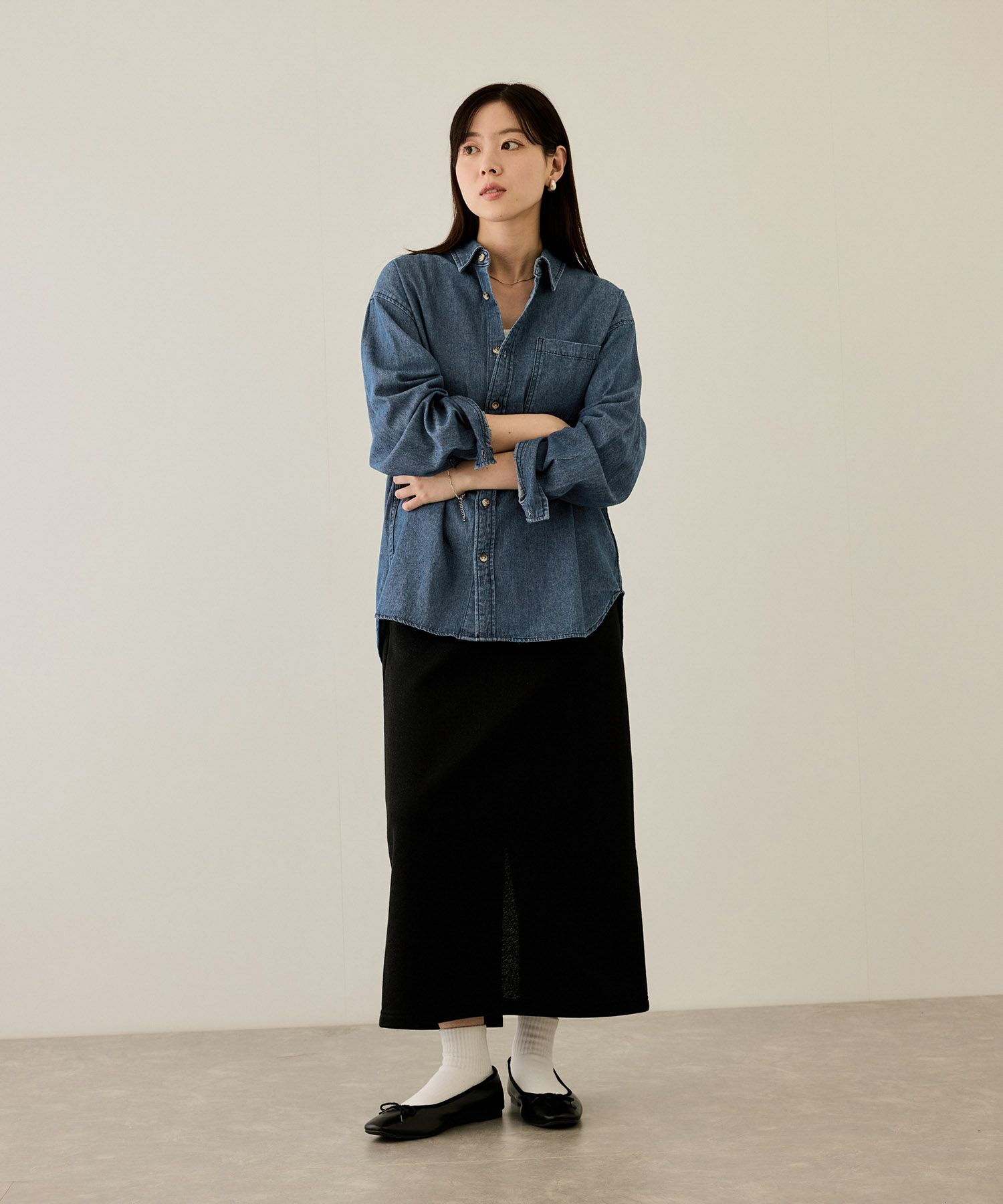 nAvy ルーズデニムシャツ レディース