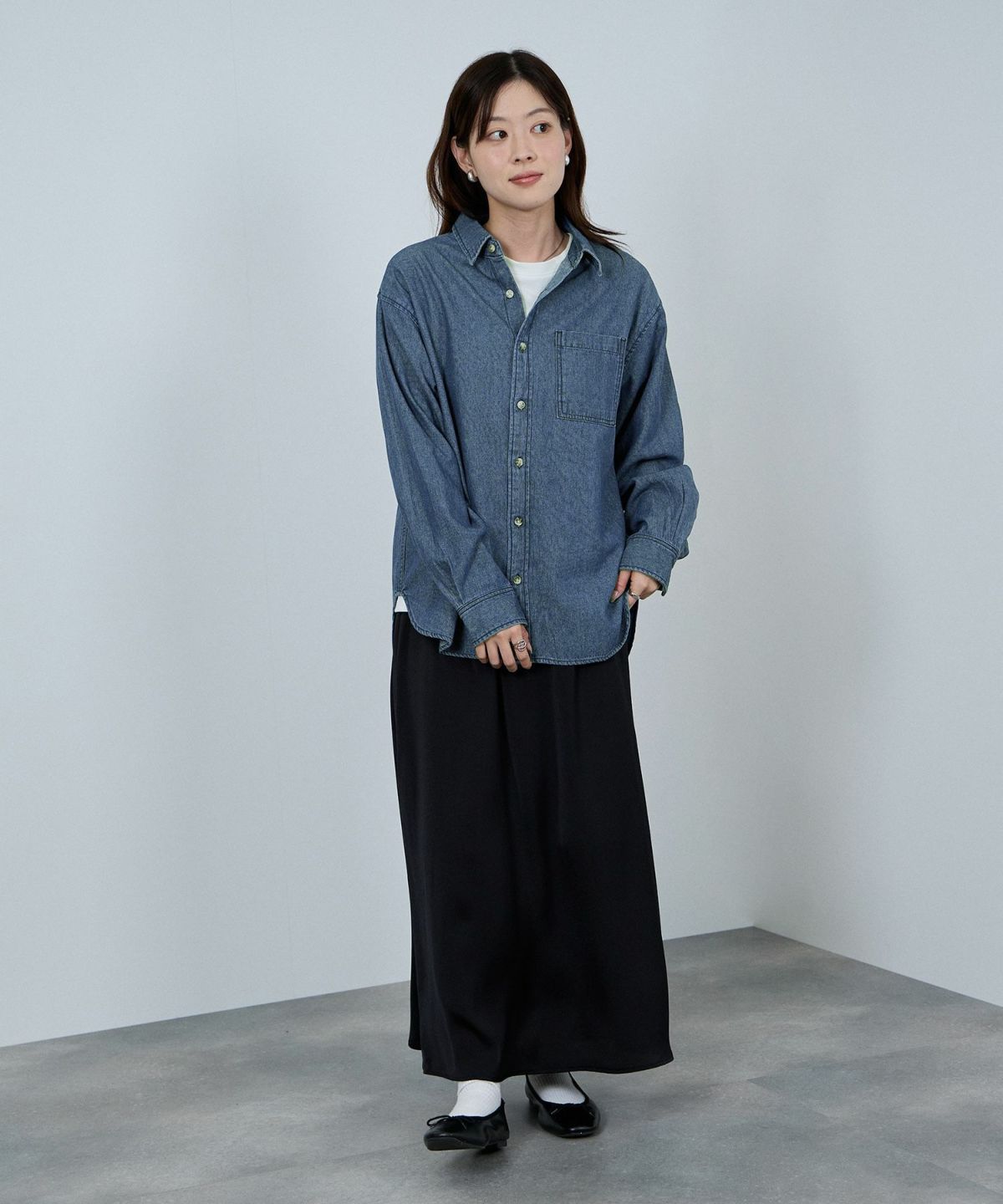 nAvy ルーズデニムシャツ レディース