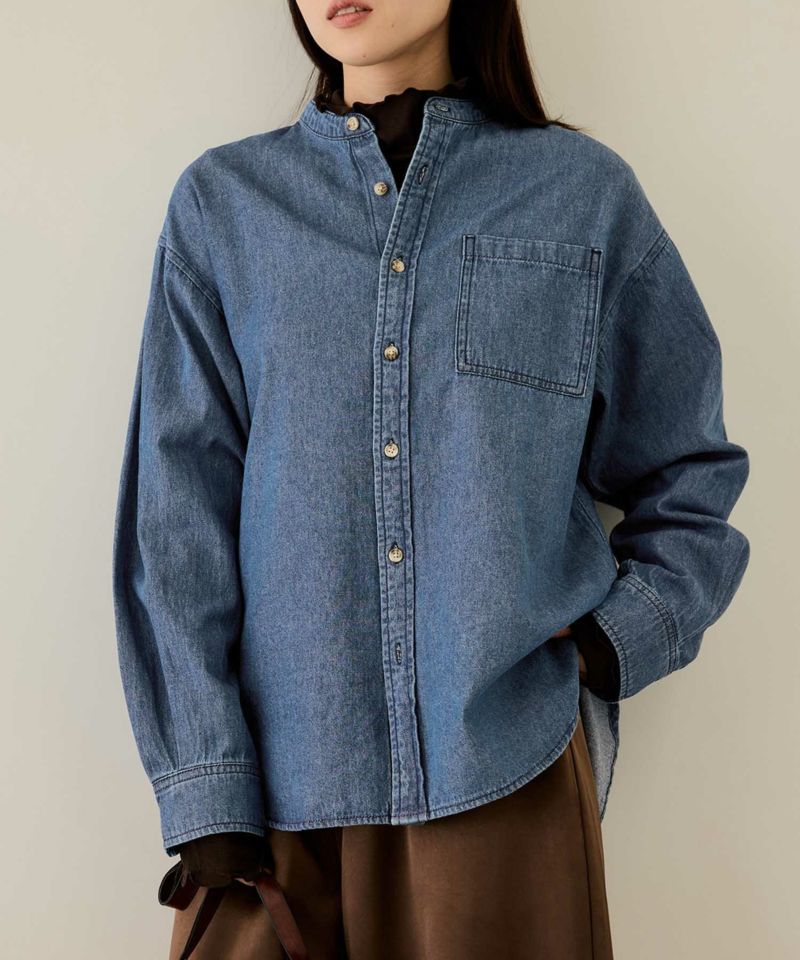 [値下げ]nAvy  ルーズデニムスタンドカラーシャツ レディース商品画像-1