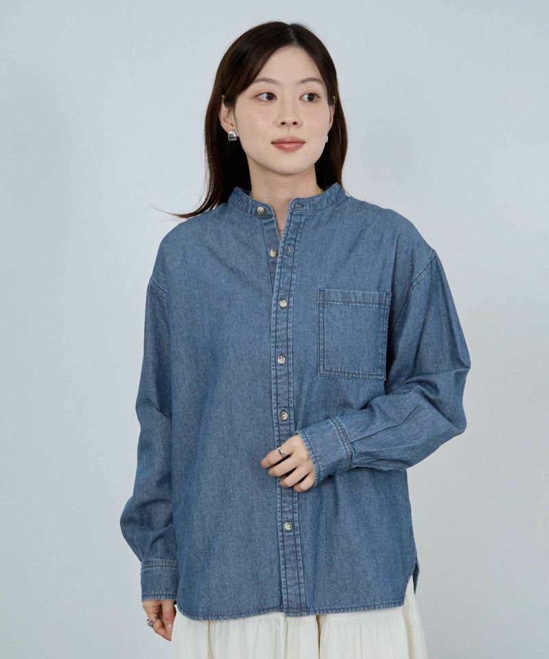 nAvy  ルーズデニムスタンドカラーシャツ レディース商品画像-1