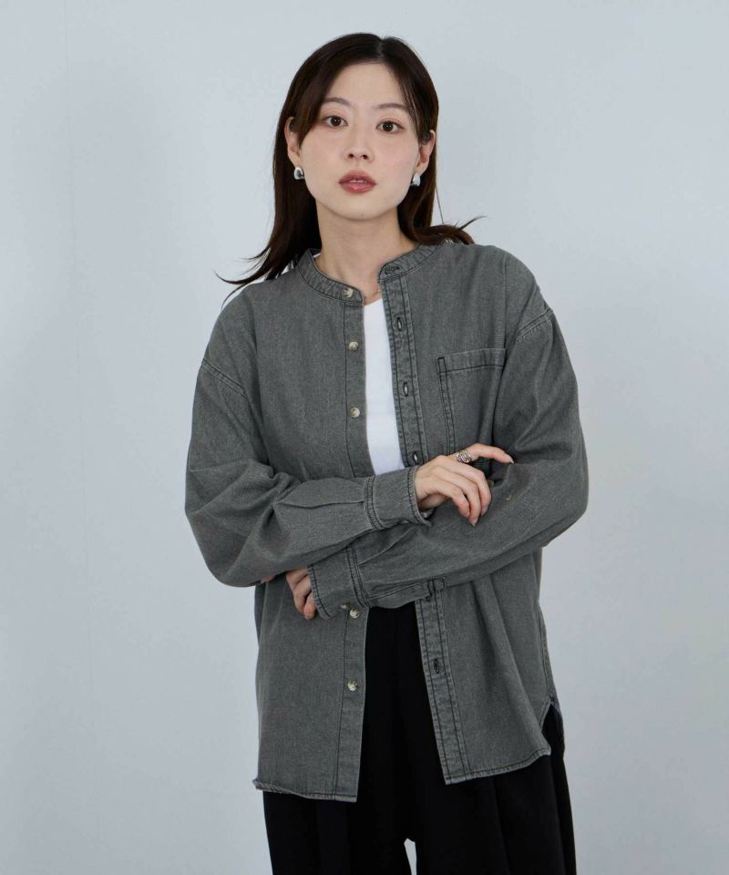 nAvy  ルーズデニムスタンドカラーシャツ レディース商品画像-2