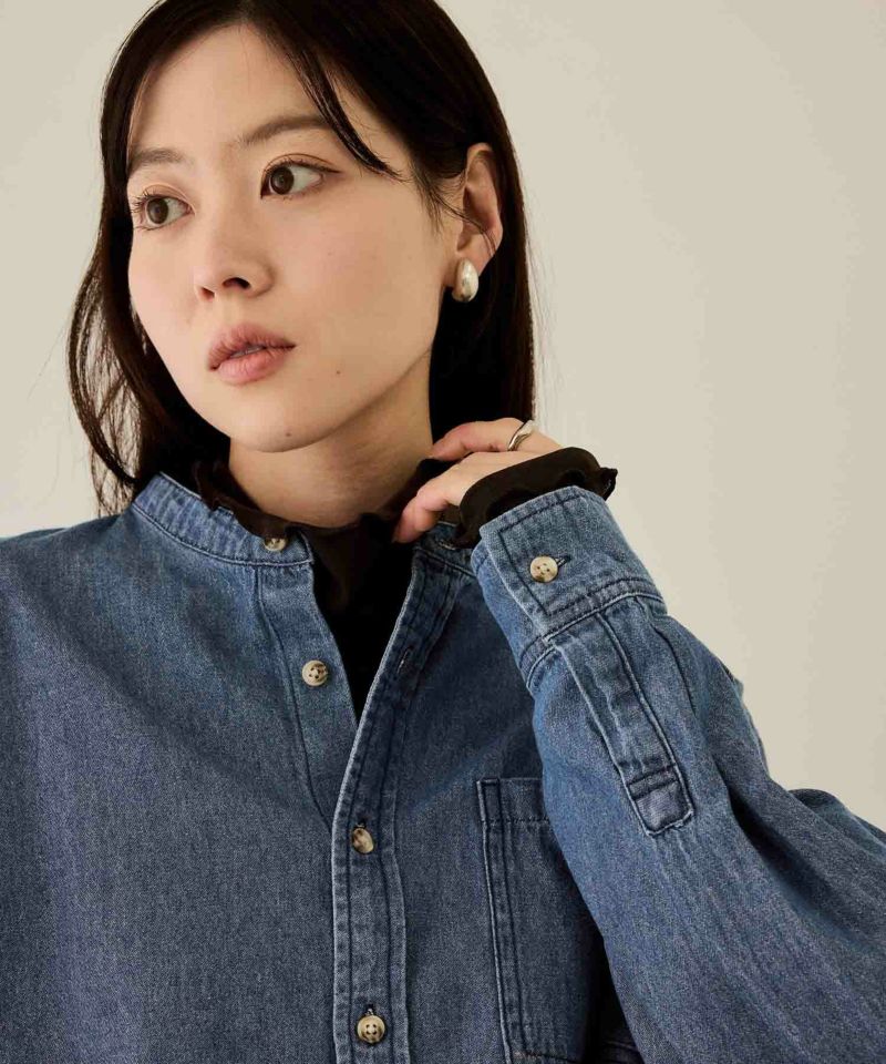 nAvy  ルーズデニムスタンドカラーシャツ レディース商品画像-3