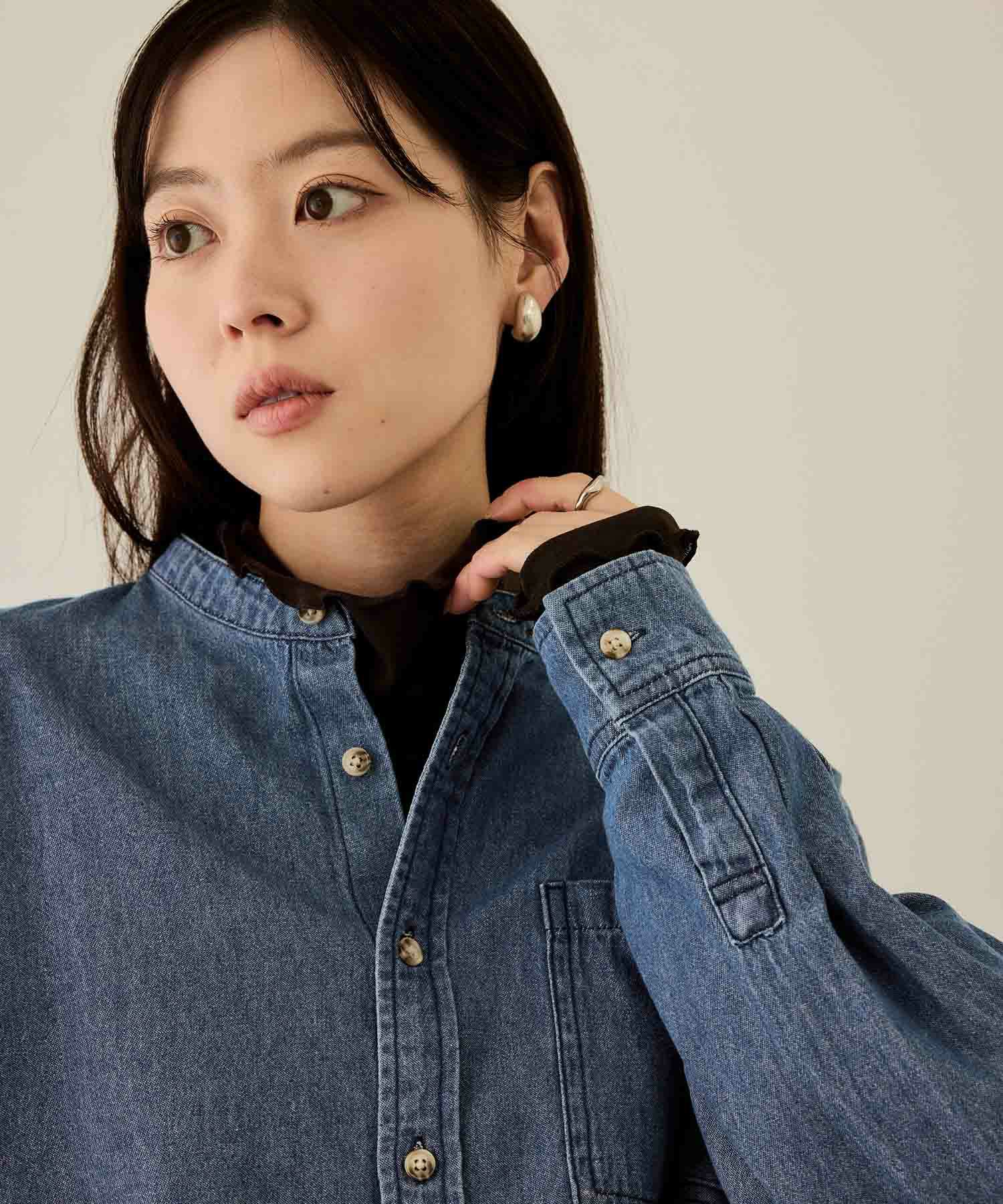 nAvy  ルーズデニムスタンドカラーシャツ レディース商品画像-3