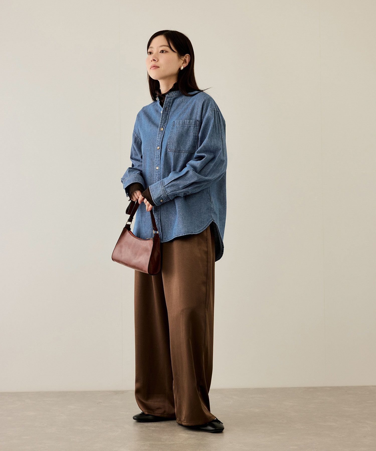 nAvy  ルーズデニムスタンドカラーシャツ レディース商品画像-7