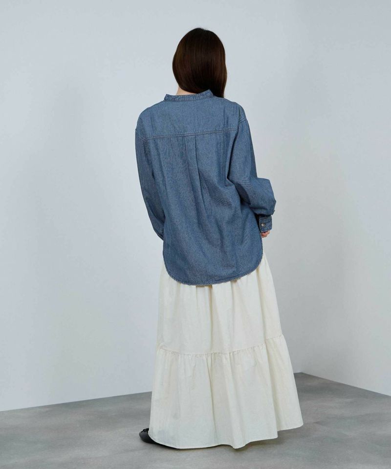 nAvy  ルーズデニムスタンドカラーシャツ レディース商品画像-8