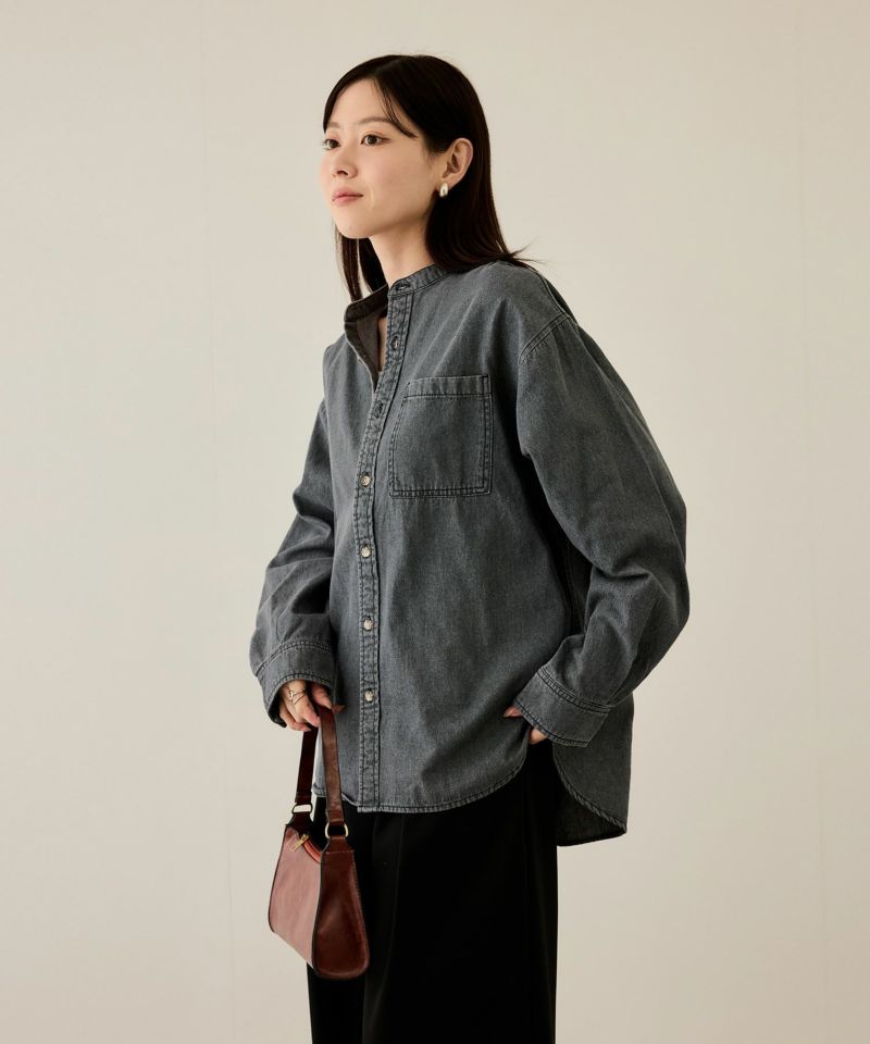 nAvy  ルーズデニムスタンドカラーシャツ レディース商品画像-9