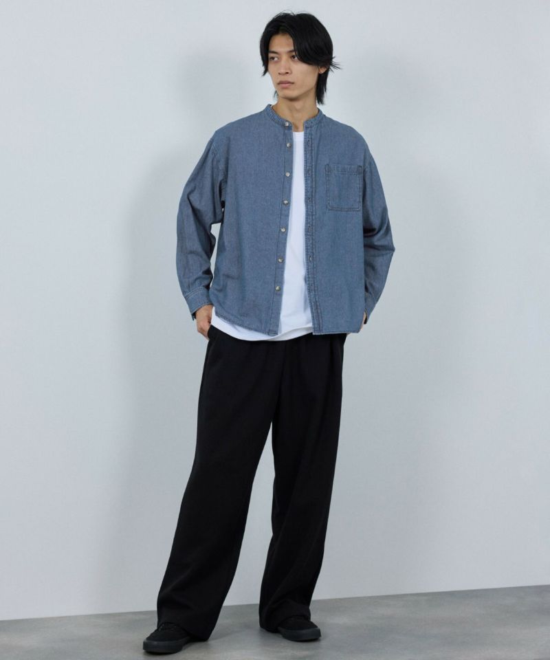 nAvy  ルーズデニムスタンドカラーシャツ レディース商品画像-11