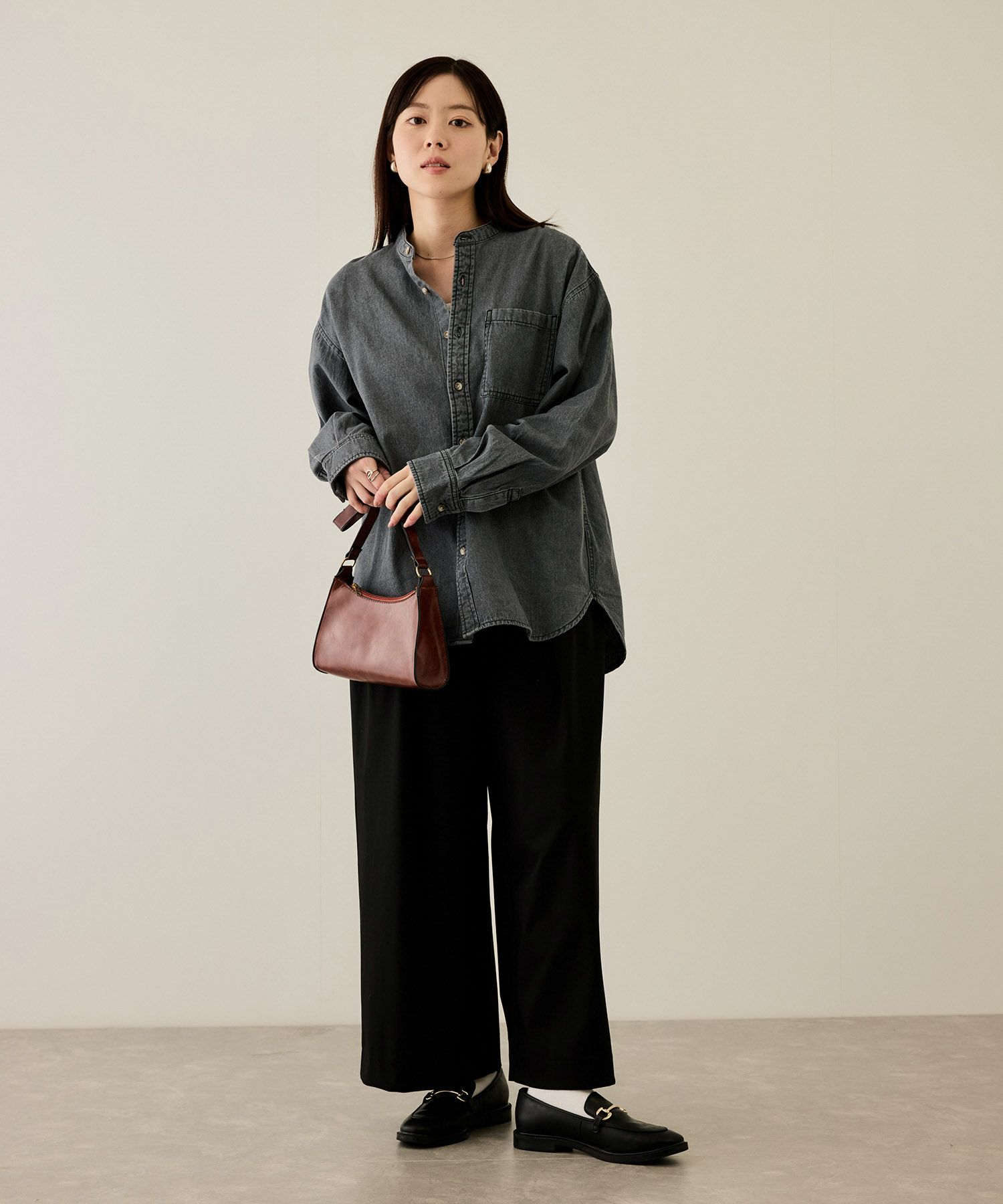 nAvy  ルーズデニムスタンドカラーシャツ レディース商品画像-12