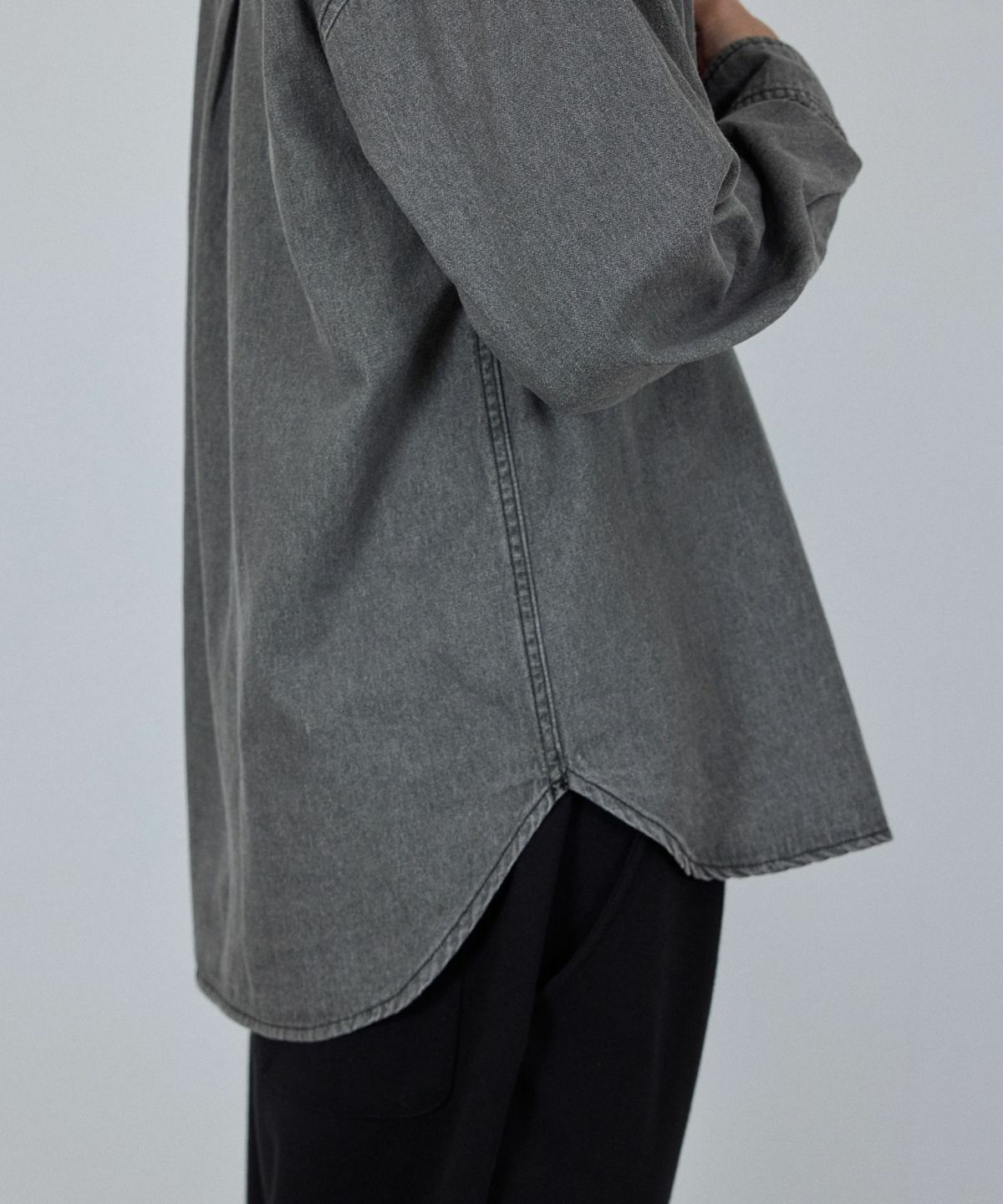 nAvy ルーズデニムスタンドカラーシャツ レディース