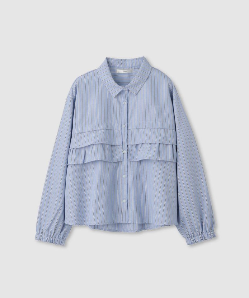 Idnes ストライプフリルシャツ レディース商品画像-1