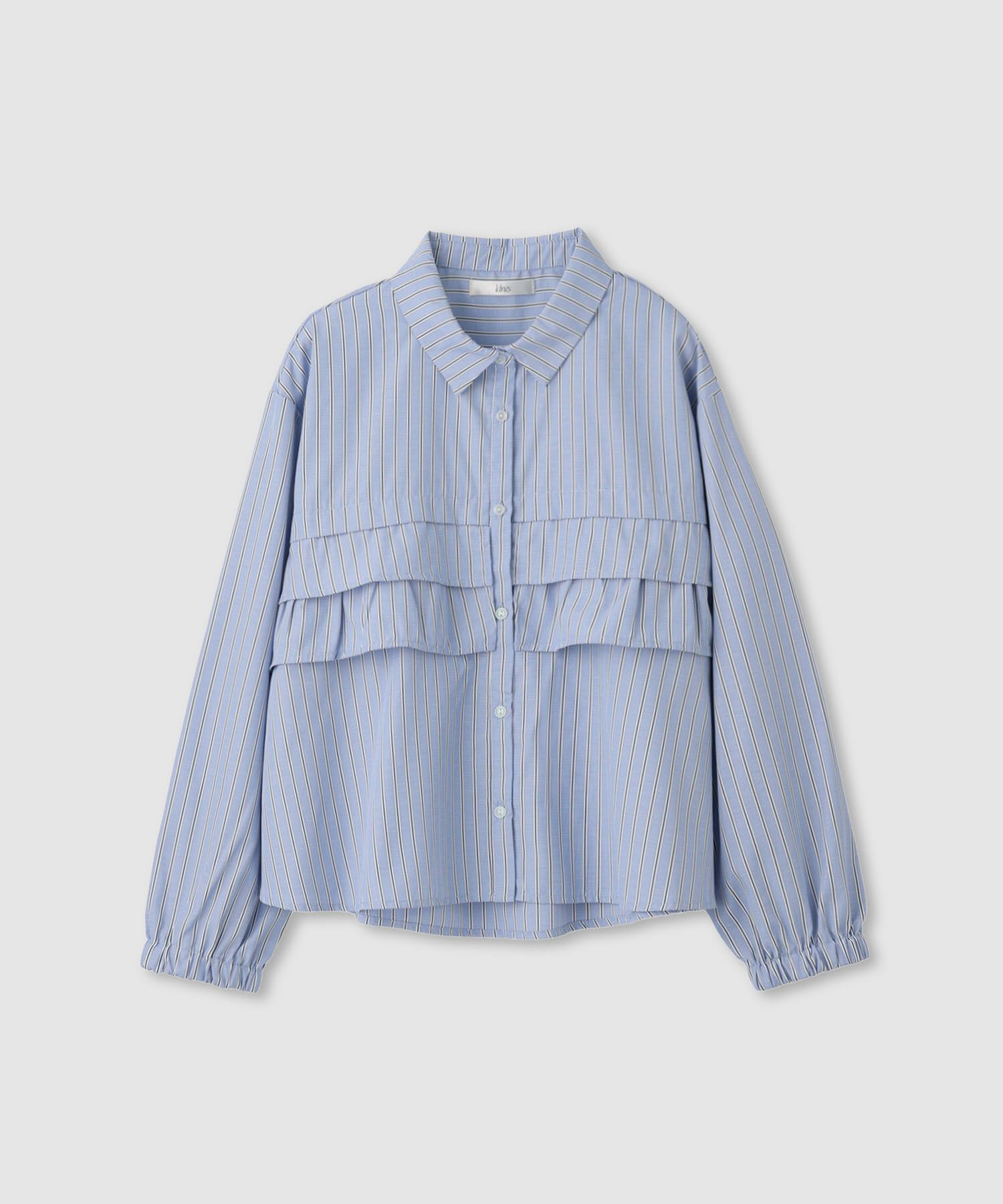 [期間限定価格]Idnes ストライプフリルシャツ レディース