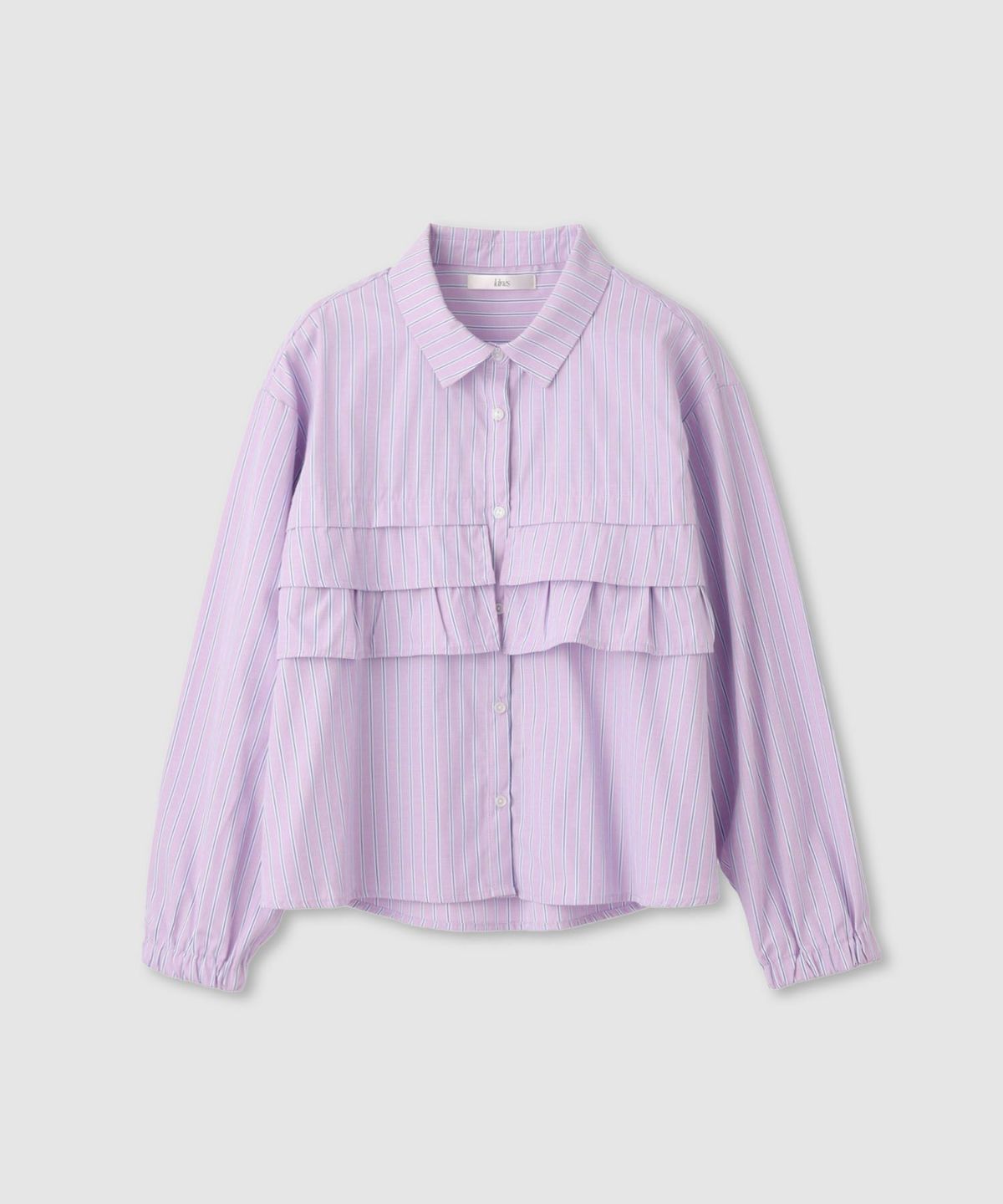 [期間限定価格]Idnes ストライプフリルシャツ レディース