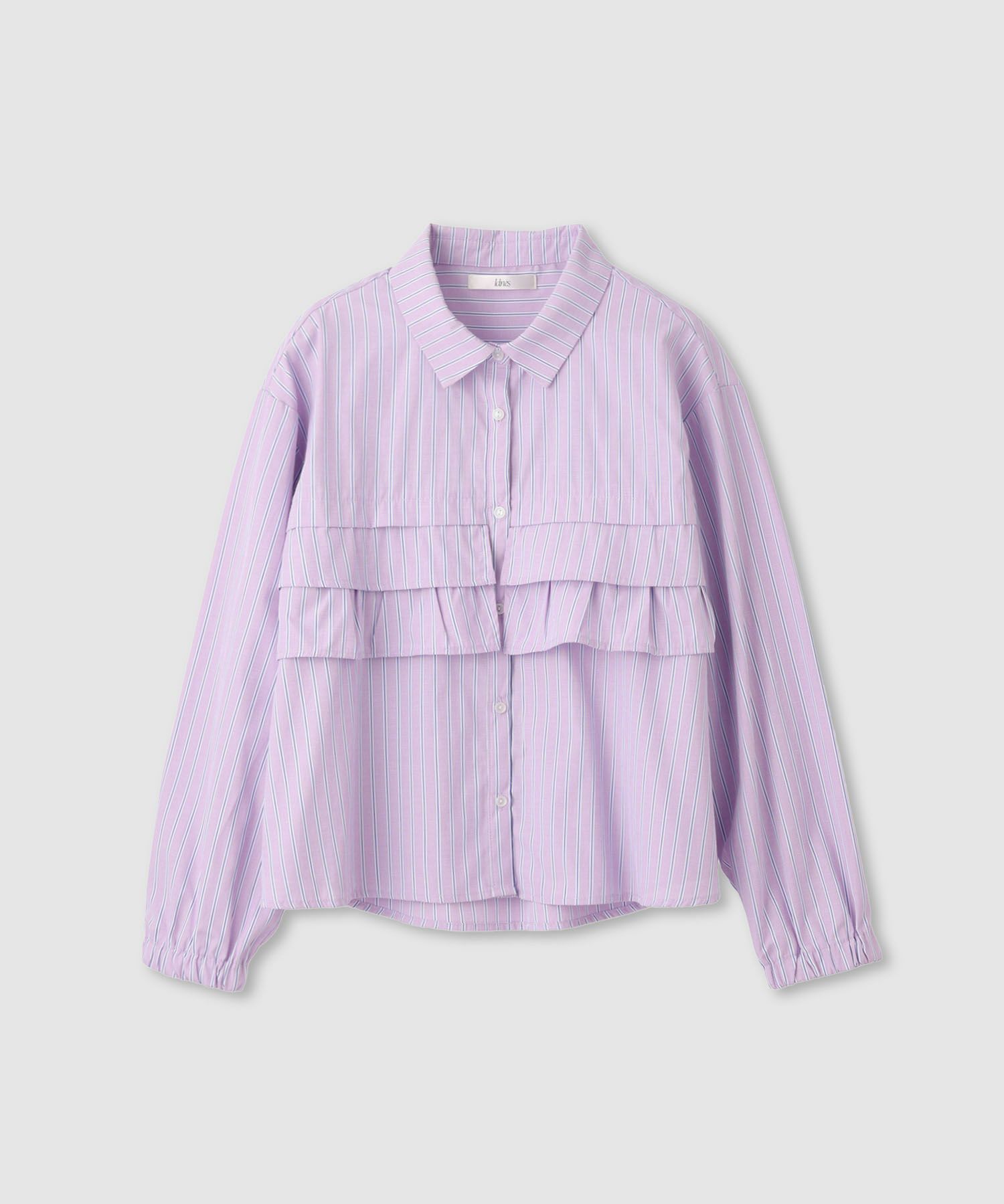 [期間限定価格]Idnes ストライプフリルシャツ レディース