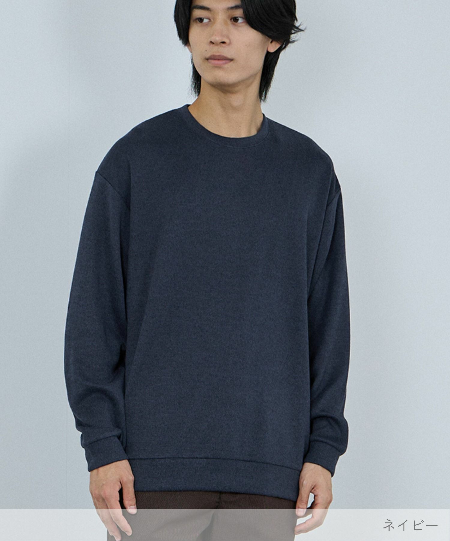 NAVY  MAC HEAT ソフトタッチクルーネックニットフリース メンズ商品サムネイル-3